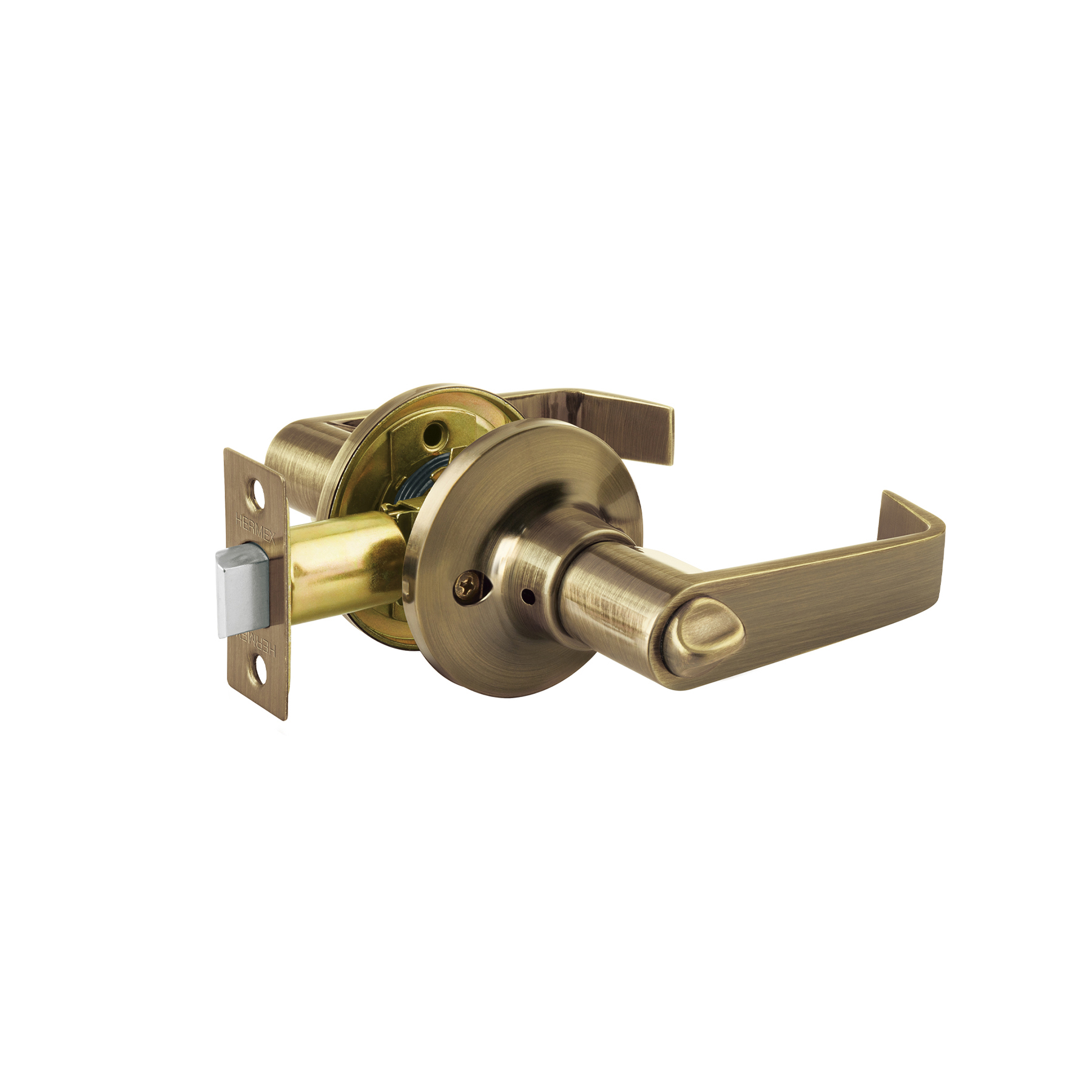 Cerradura manija 'Siena' p/recámara, latón antiguo, HERMEX
