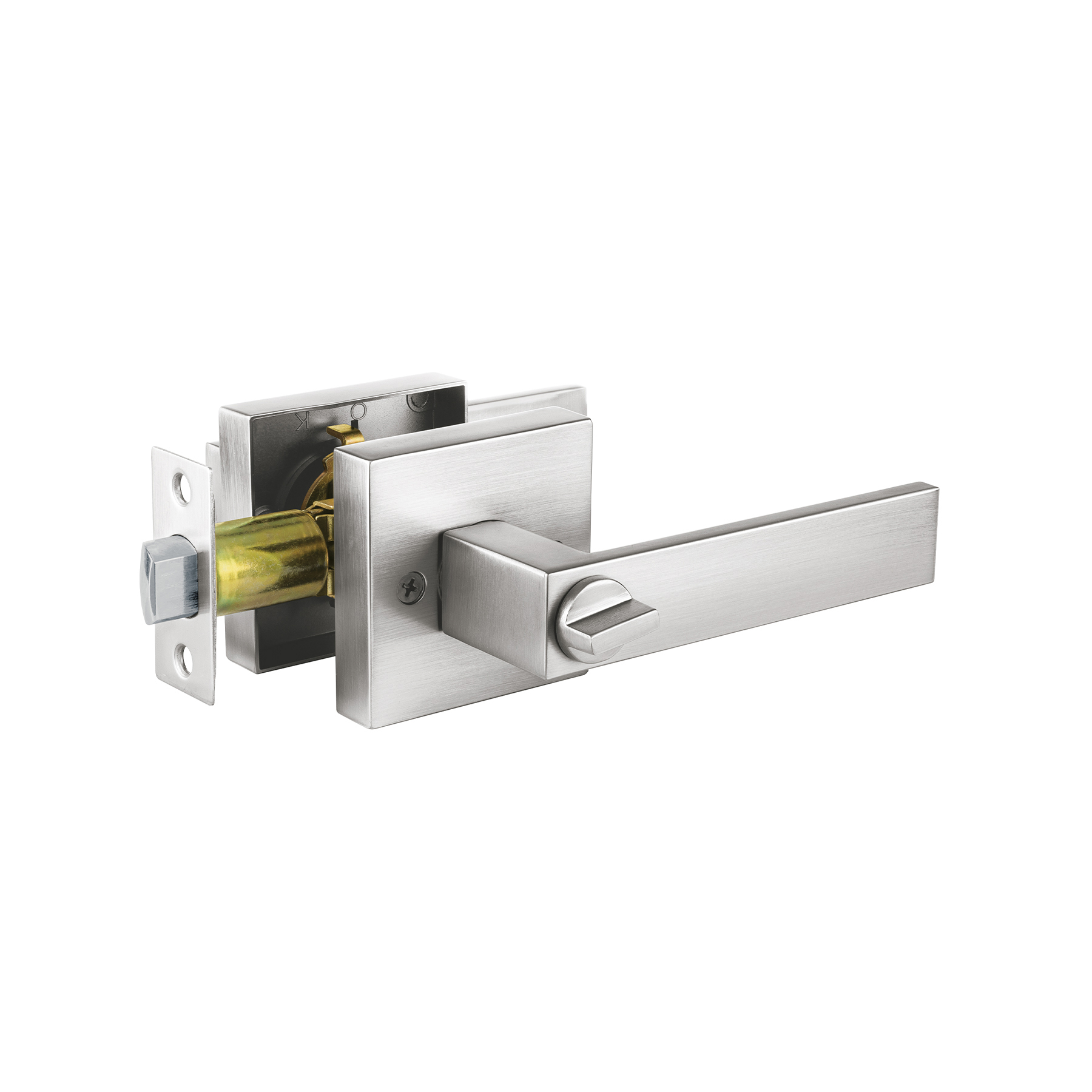 Cerradura manija 'Módena' p/recámara, cromo mate, HERMEX