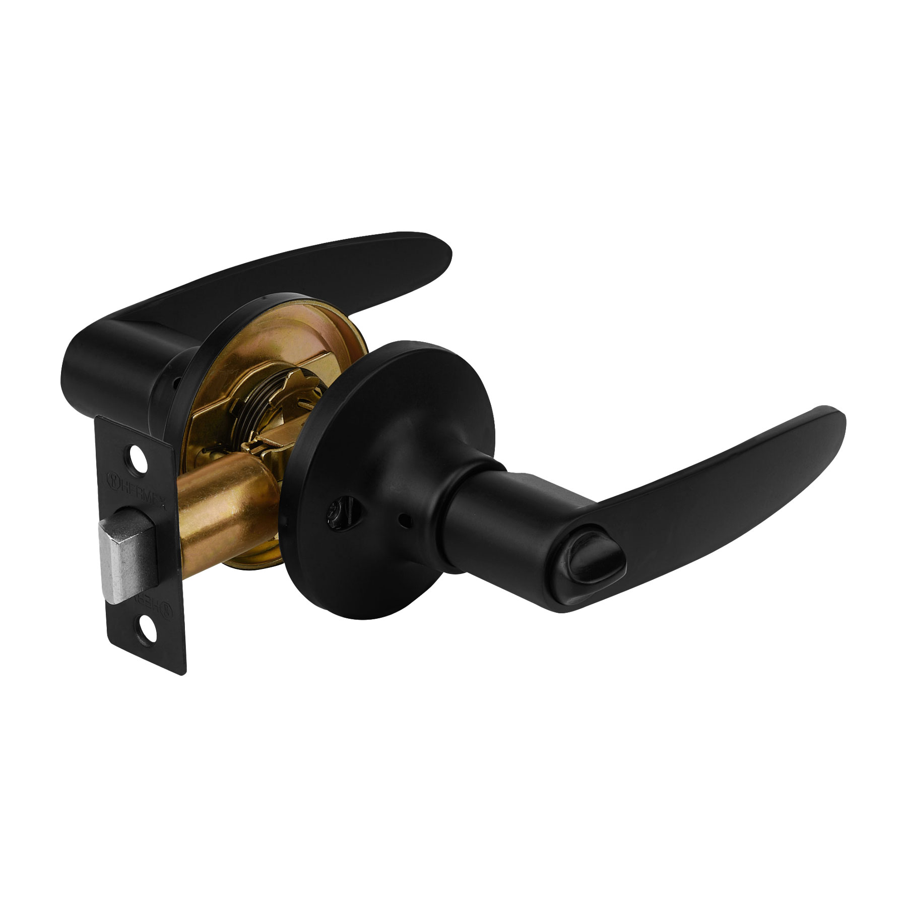 Cerradura de manija 'Turín' p/baño, negro, cilindro latón