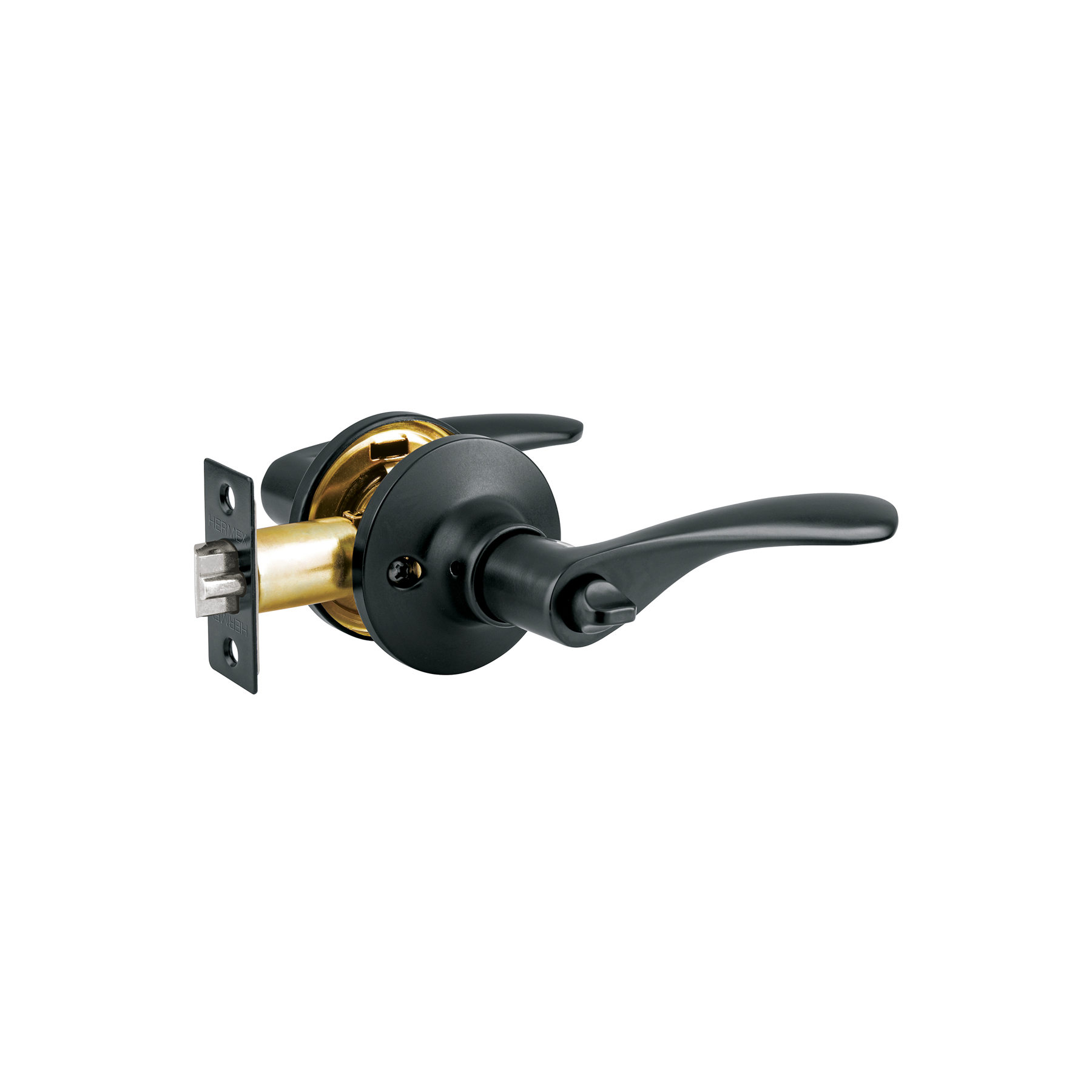 Cerradura manija 'Milán' p/recámara, negro, cil latón, BASIC