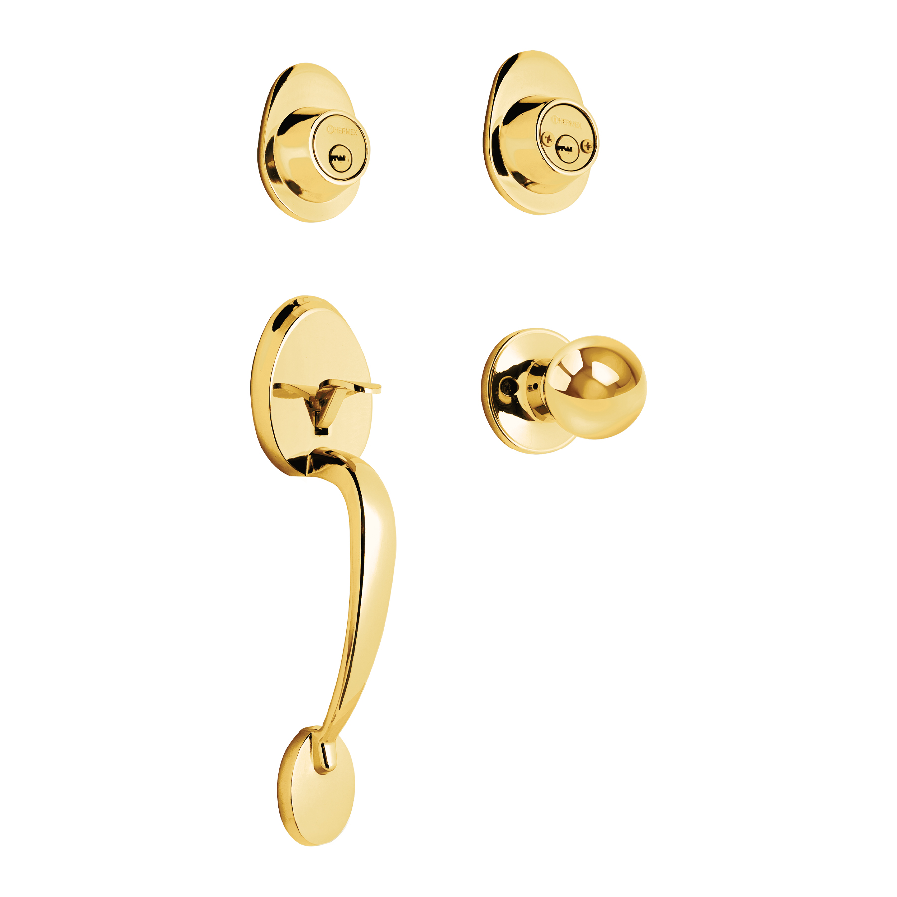 Jaladera y perilla, Lugo llave-llave, LB, HERMEX