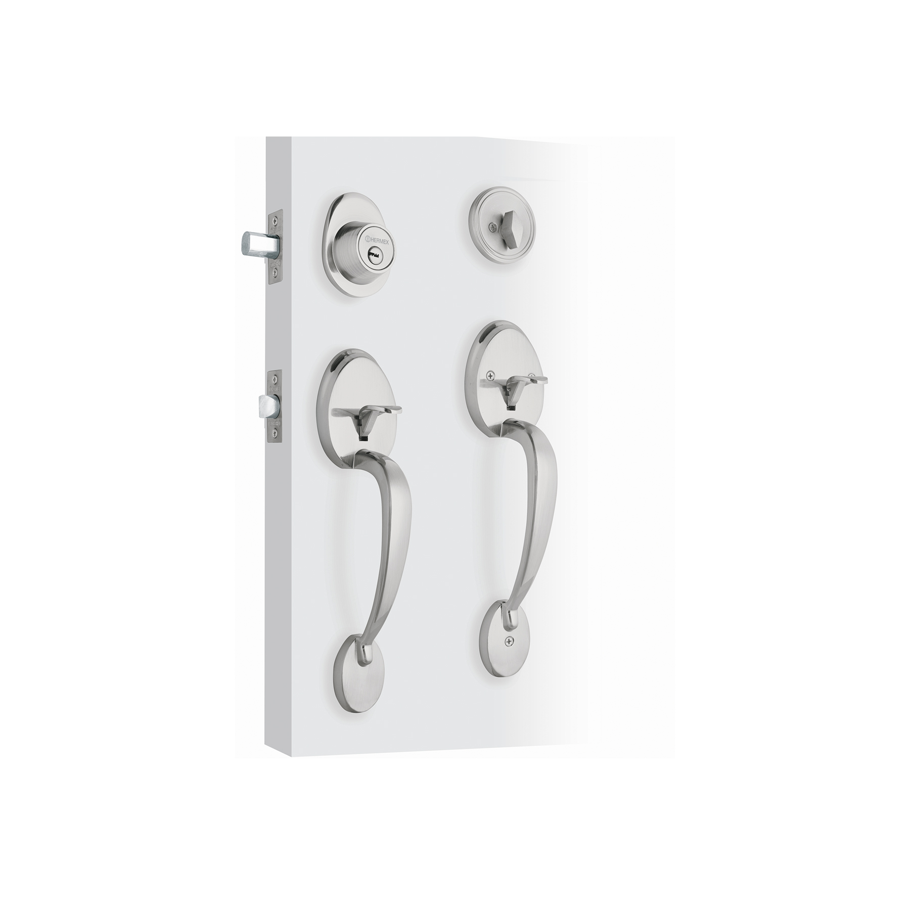 Doble jaladera y perilla, lugo mariposa, cromo mate, HERMEX