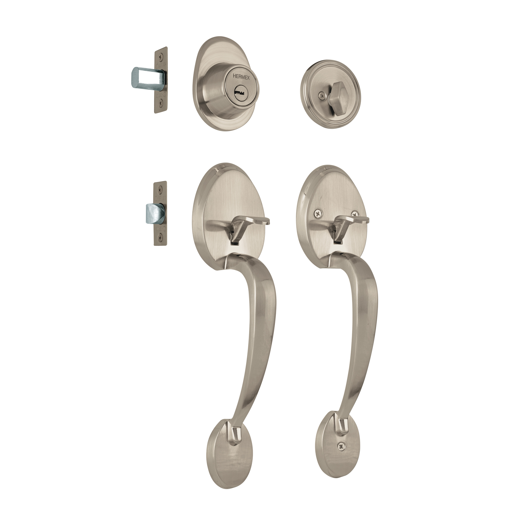 Doble jaladera y cerrojo llave-mariposa 'Lugo', niquel