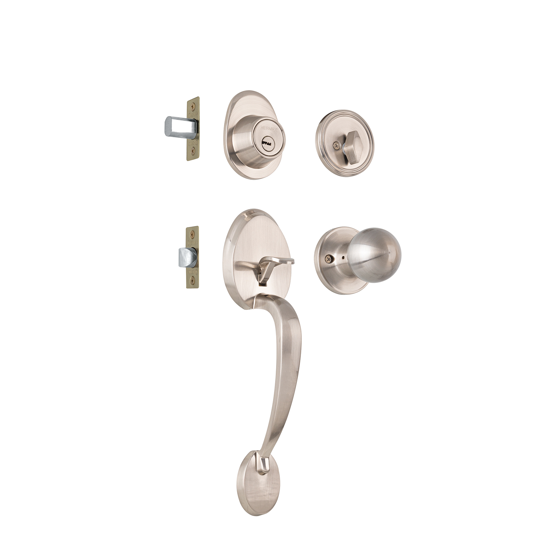 Jaladera, perilla y cerrojo llave-mariposa 'Lugo', níquel