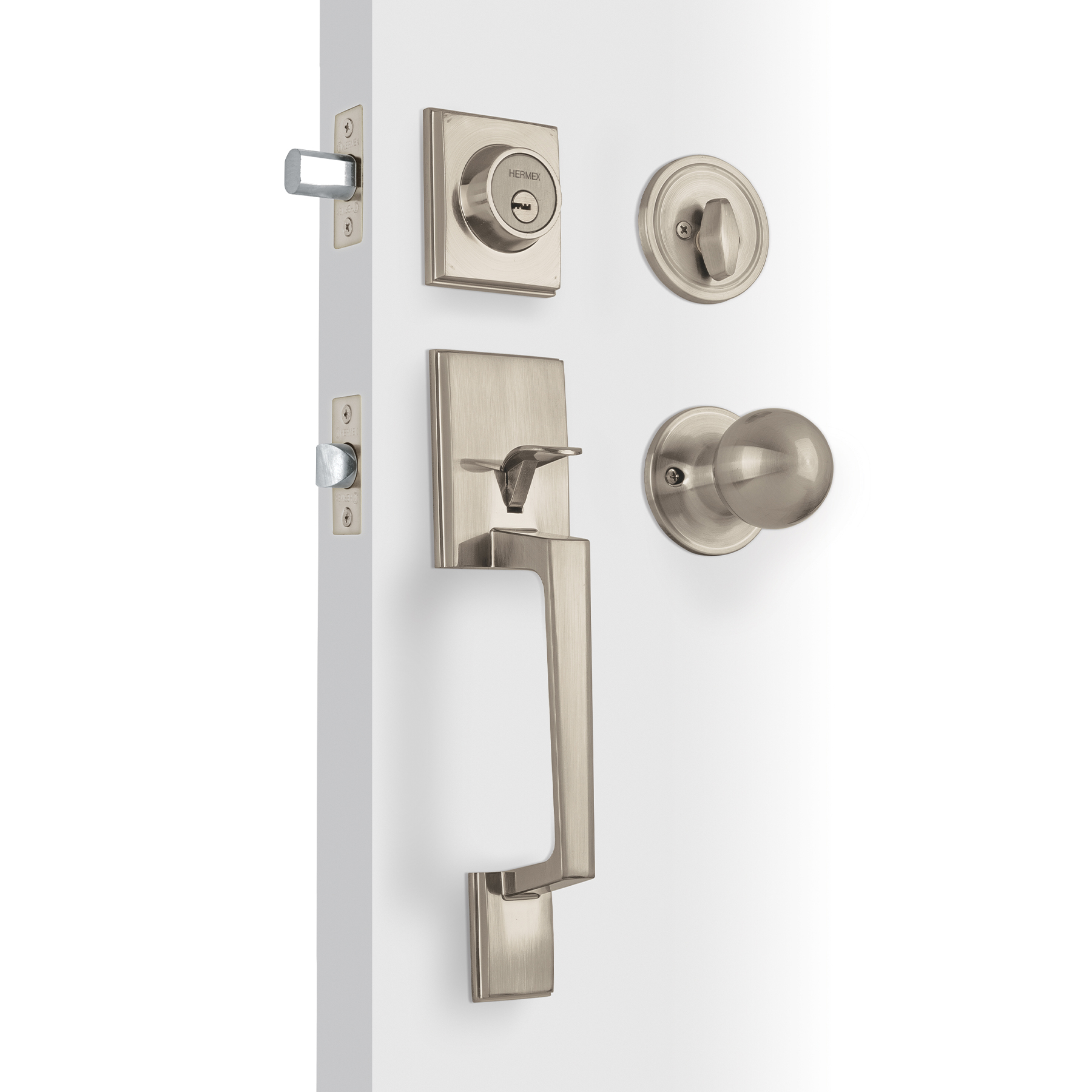 Jaladera, perilla y cerrojo llave-mariposa 'Porto', níquel