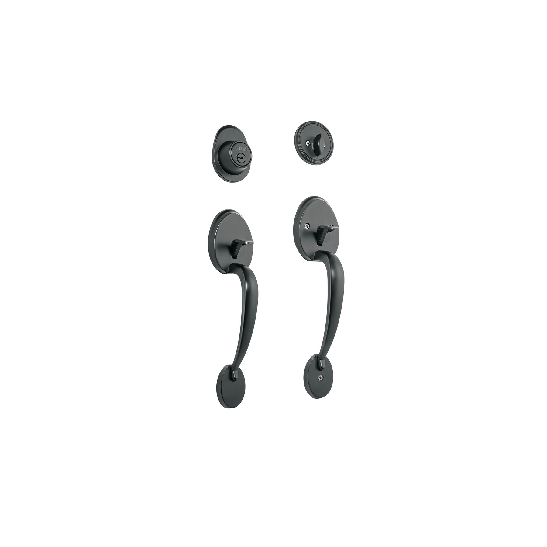 Doble jaladera y perilla, Lugo mariposa, negro, HERMEX