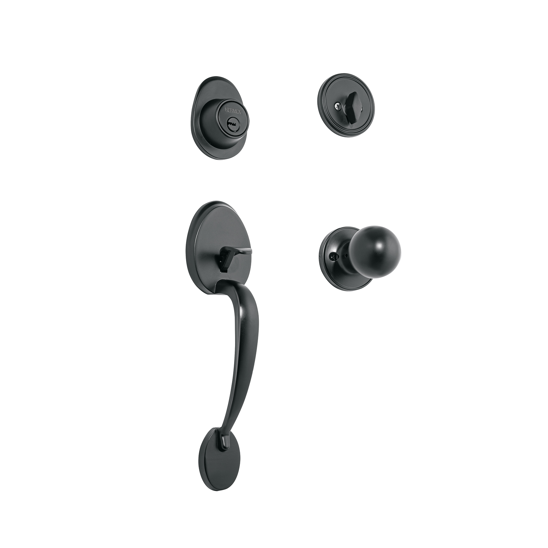 Jaladera y perilla, Lugo llave-mariposa, negro, HERMEX