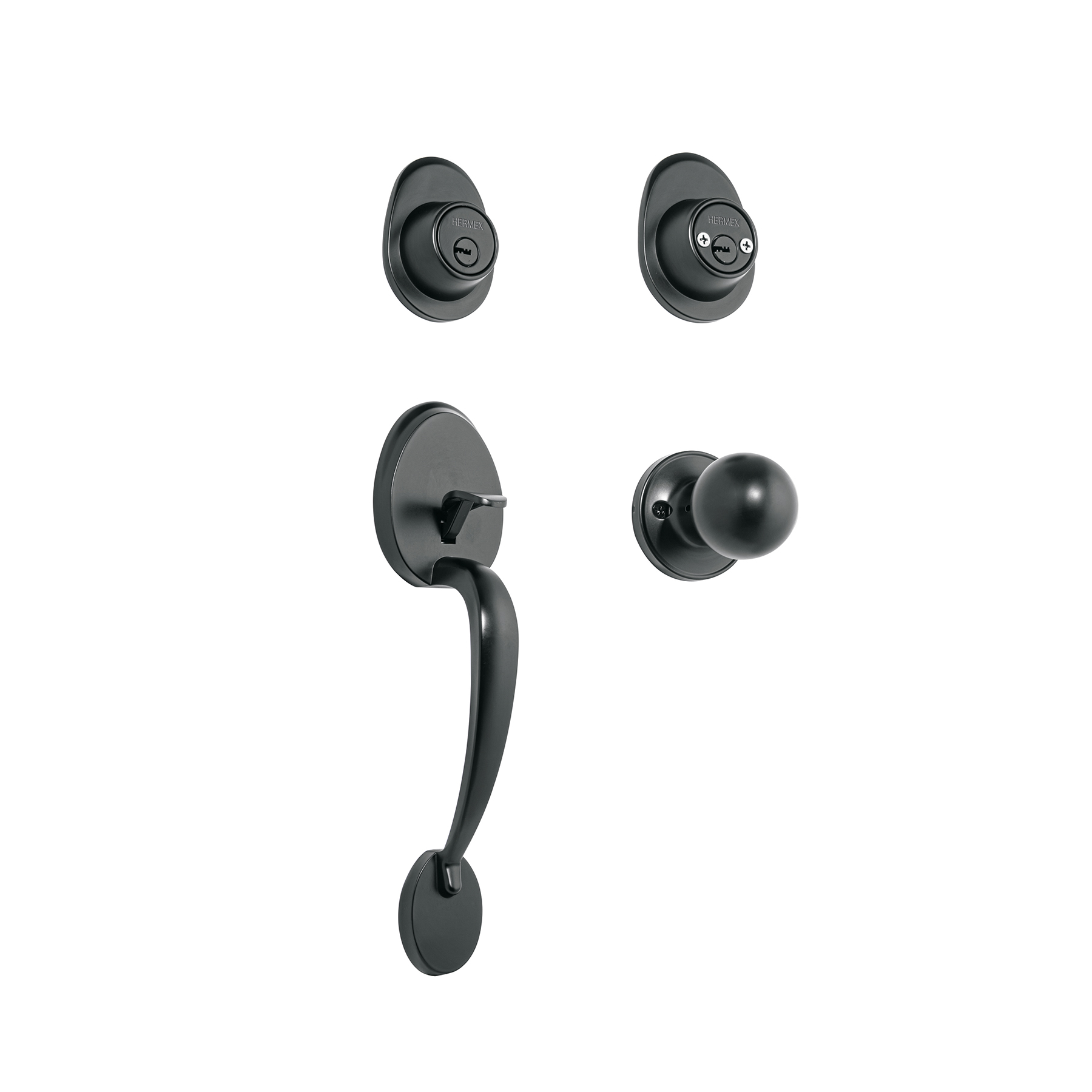 Jaladera y perilla, Lugo llave-llave, negro, HERMEX