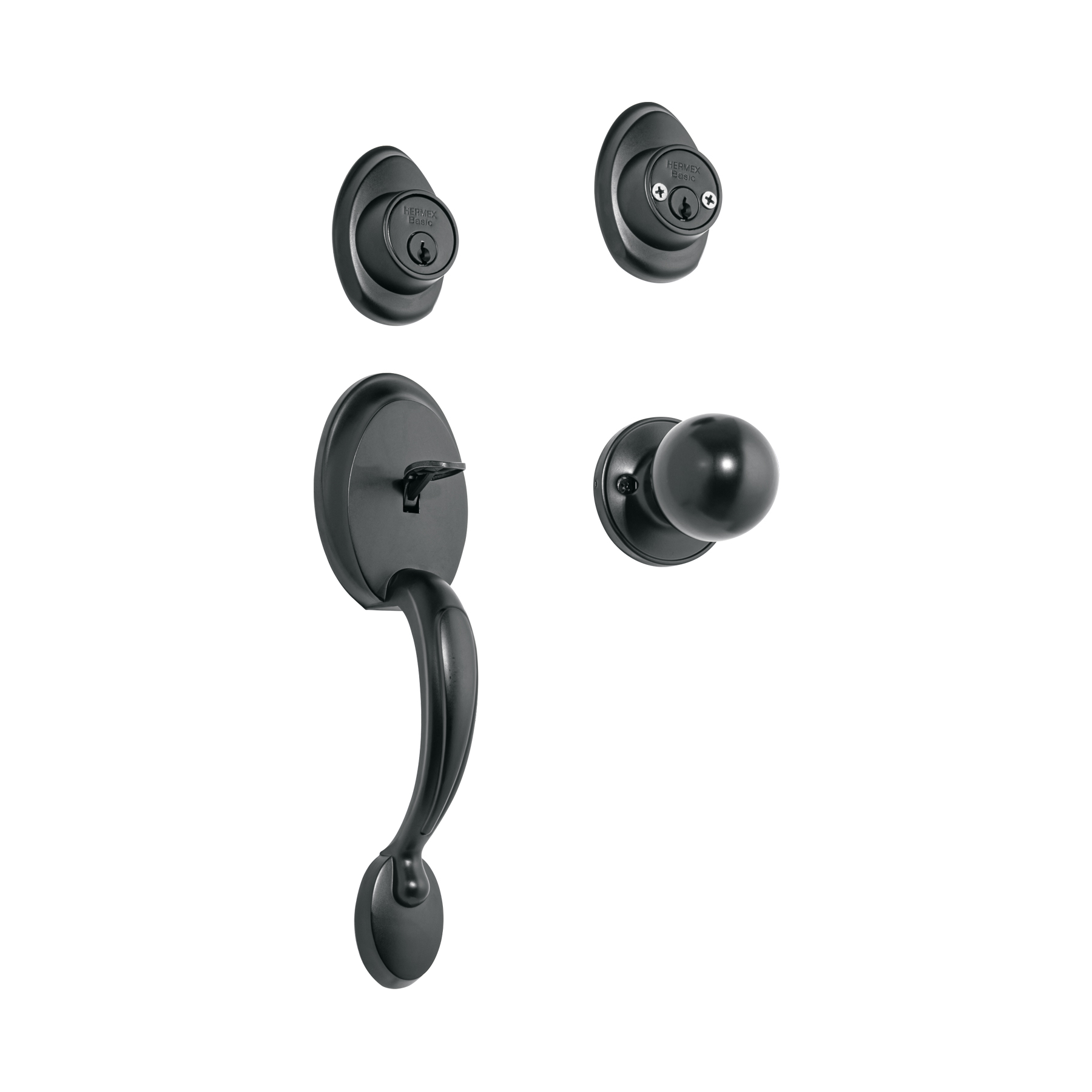 Jaladera y perilla, Berna llave-llave, negro, BASIC