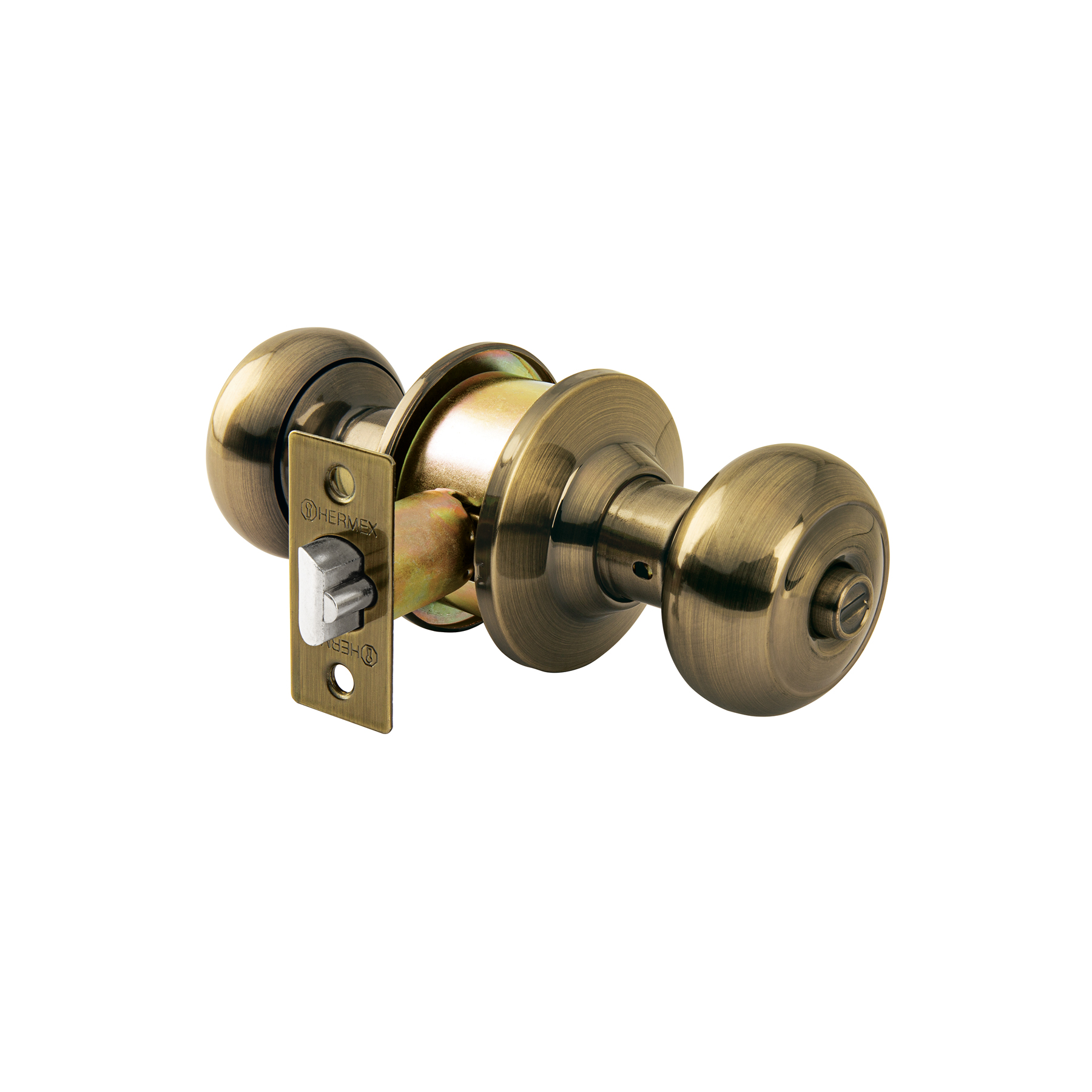 Cerradura tipo oval para recámara, latón antiguo, HERMEX