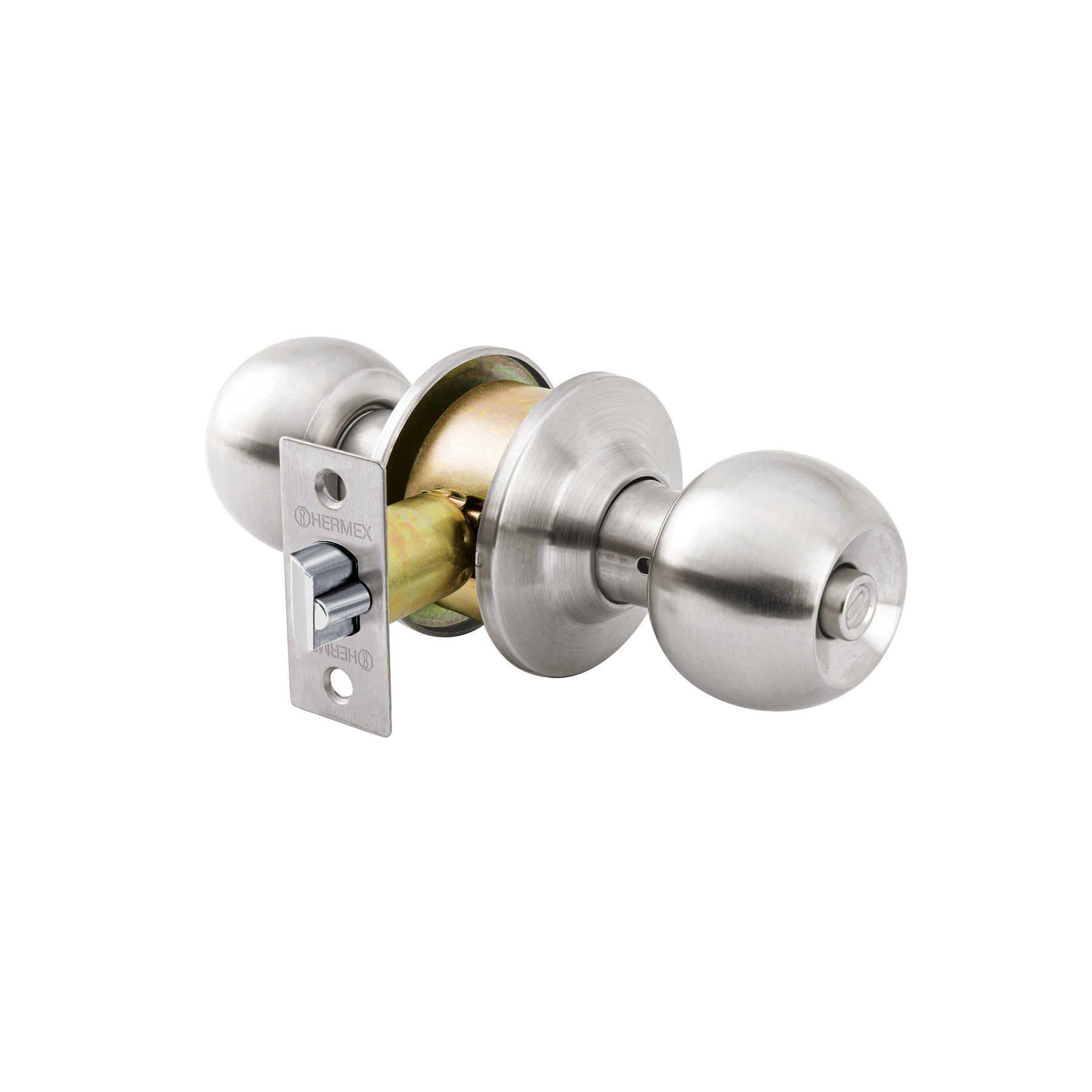 Cerradura tipo esfera para recámara, cromo mate, HERMEX