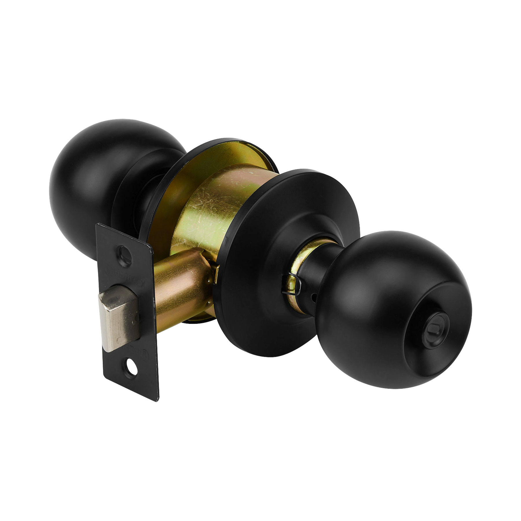 Cerradura pomo, negro, esfera, baño, HERMEX
