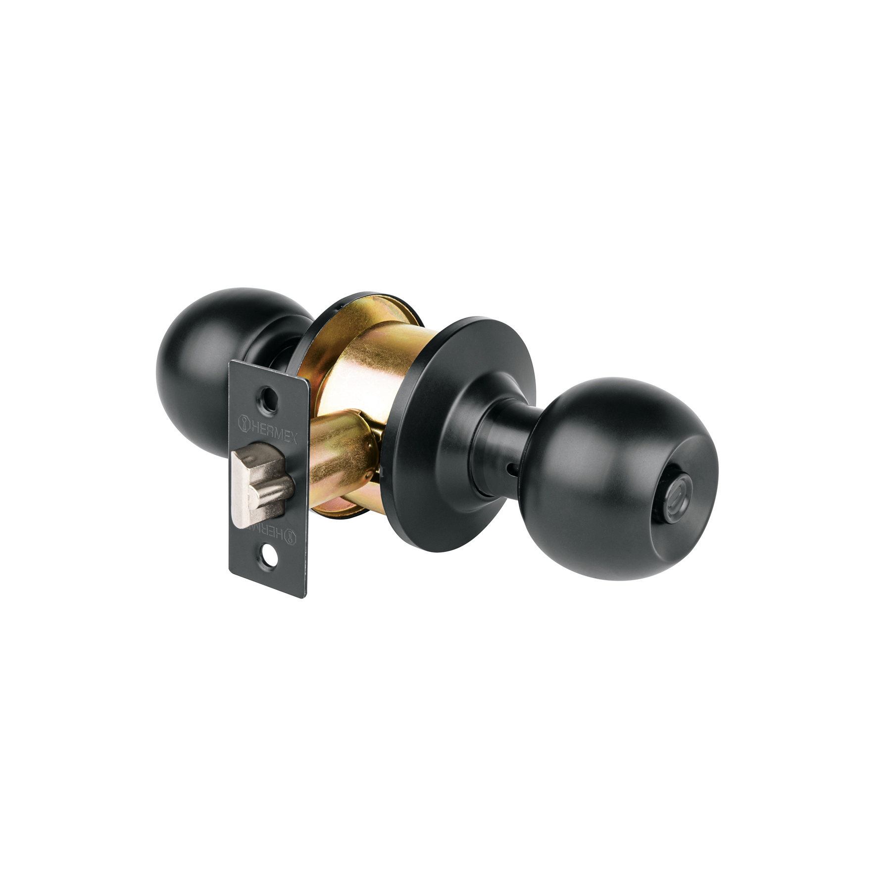 Cerradura pomo, negro, esfera, recámara, HERMEX