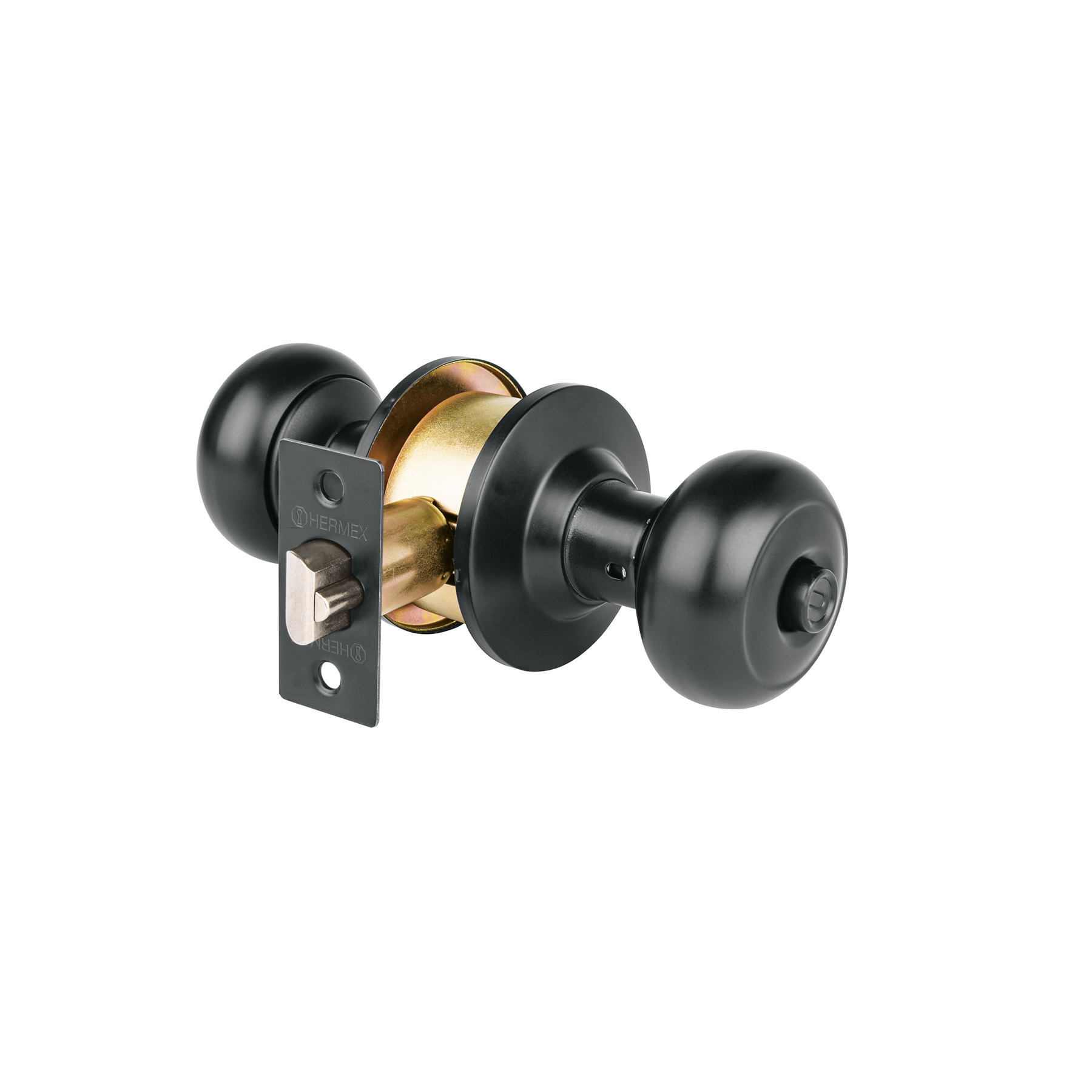 Cerradura pomo, negro, oval, recámara, HERMEX