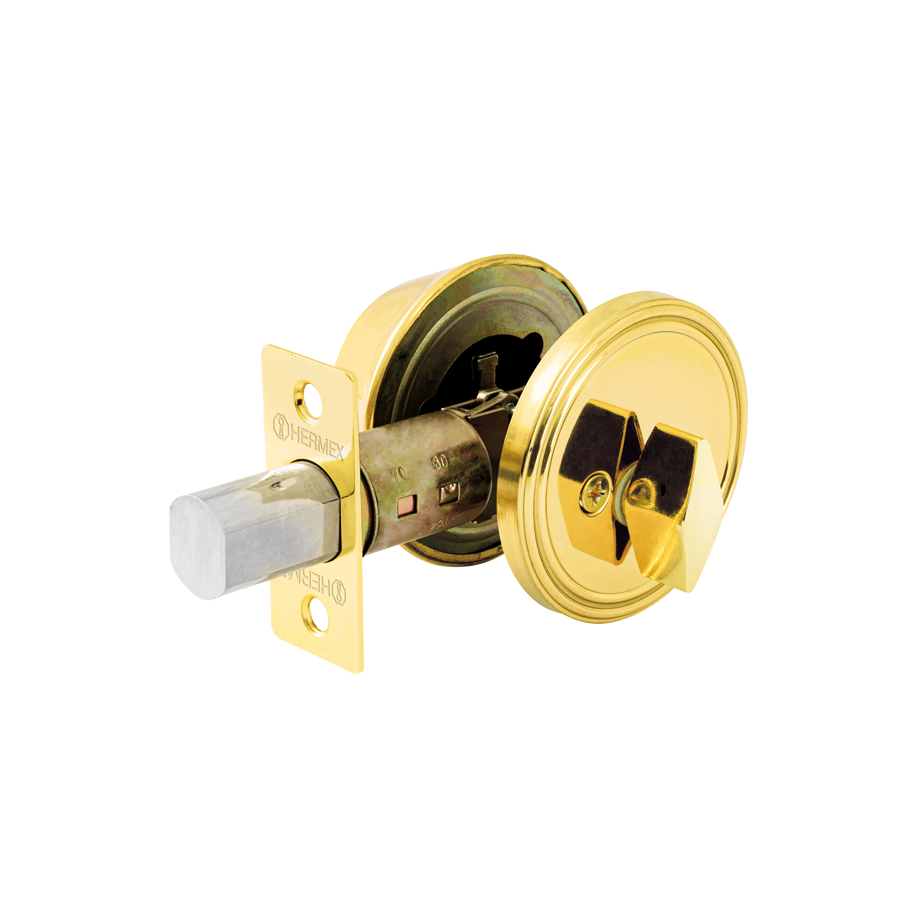 Cerrojo llave-mariposa latón brillante, llave de puntos