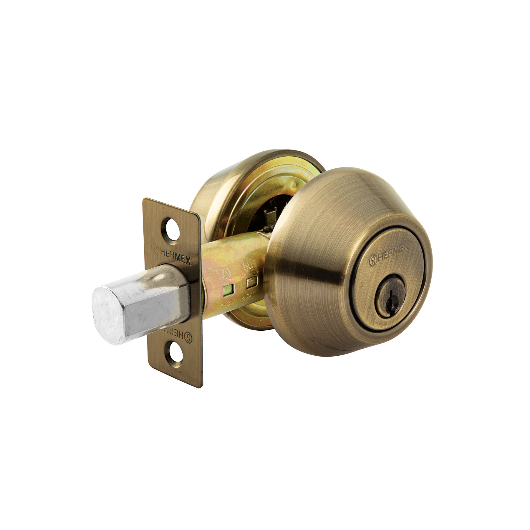 Cerrojo llave-llave latón antiguo, llave tradicional, HERMEX