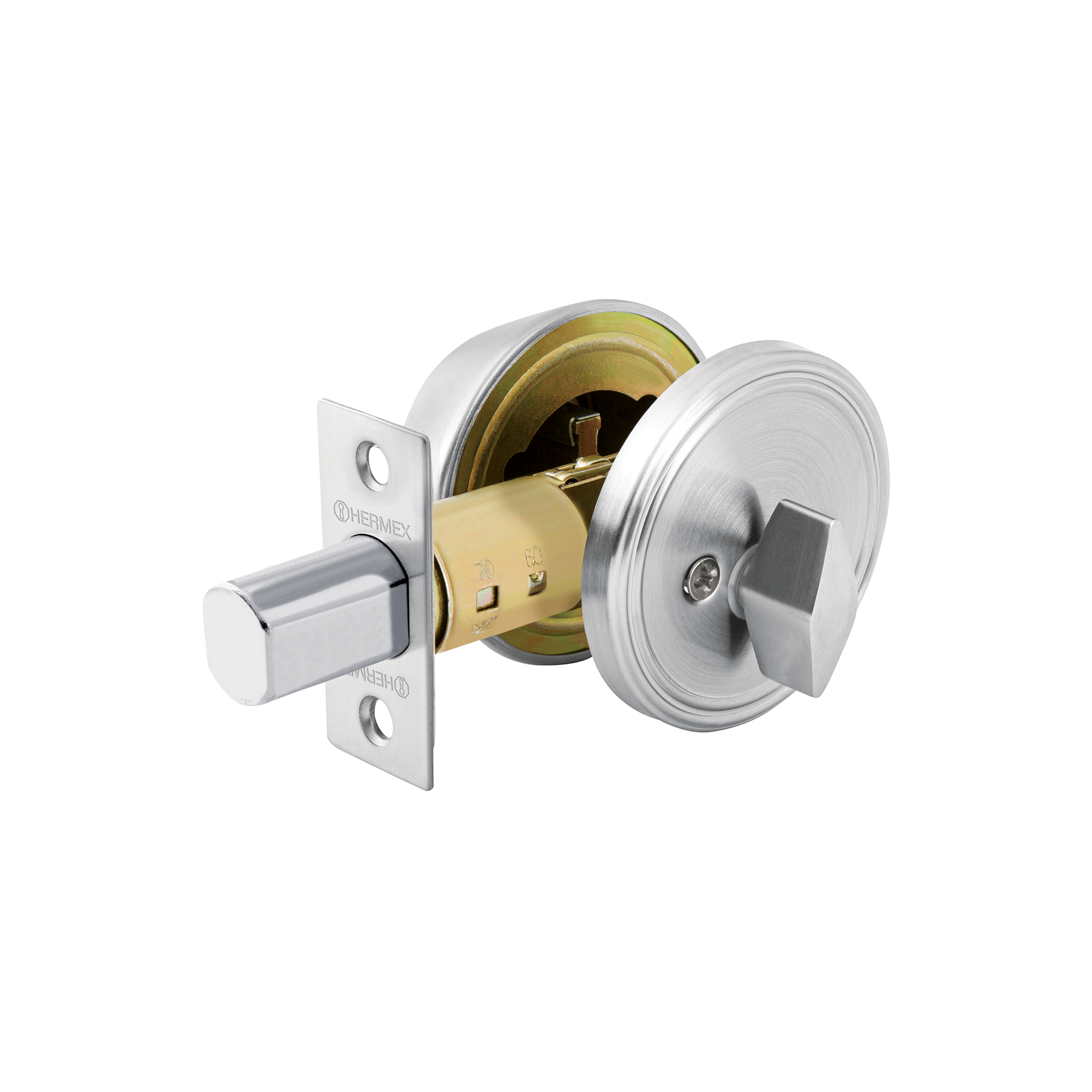 Cerrojo llave-mariposa cromo mate, llave de puntos, HERMEX