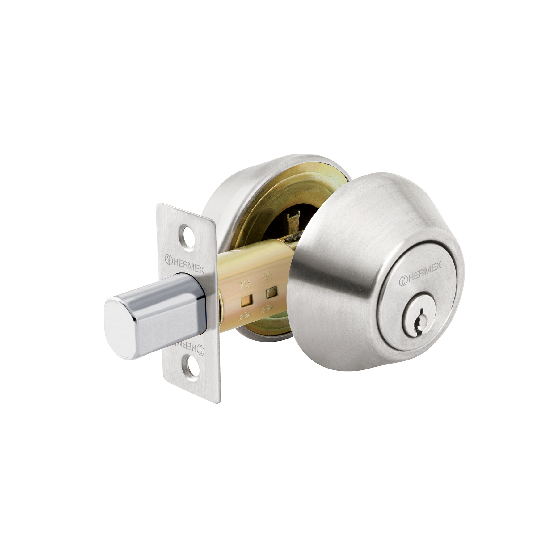 Cerrojo llave-llave cromo mate, llave tradicional, HERMEX