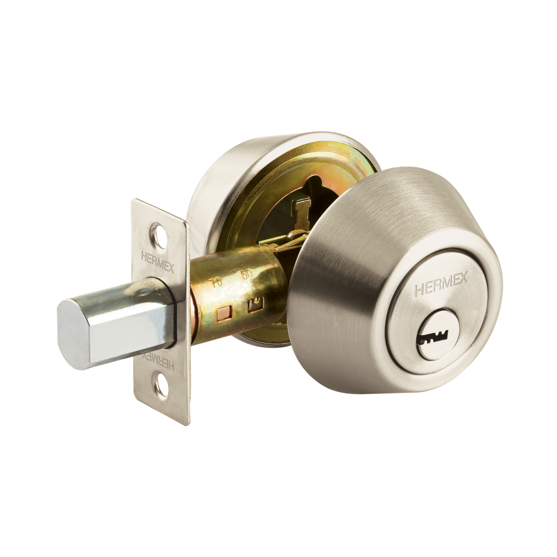 Cerrojo llave-llave níquel satin , llave de puntos, HERMEX