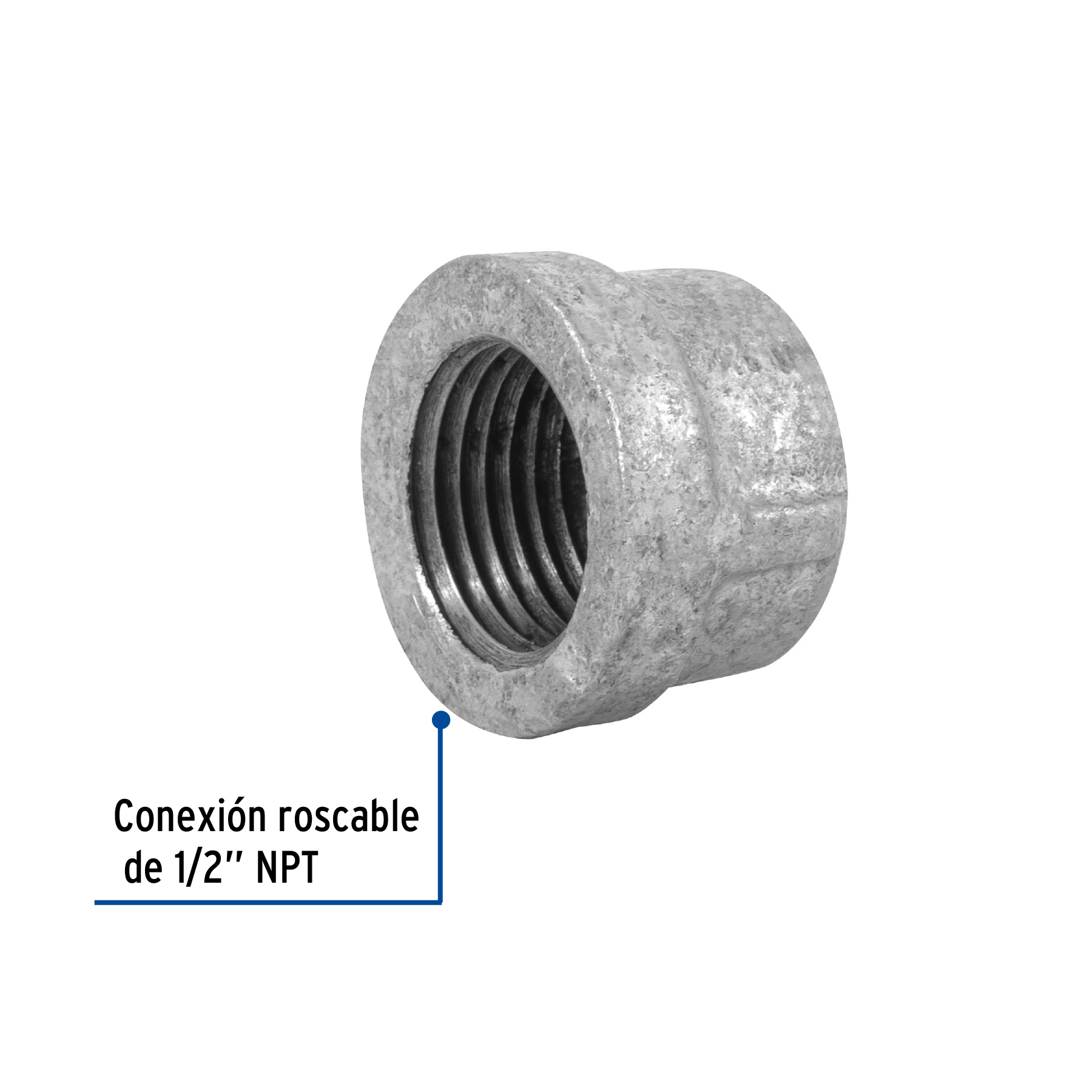 Tapón hembra 1/2' de acero galvanizado, Foset - Imagen 2