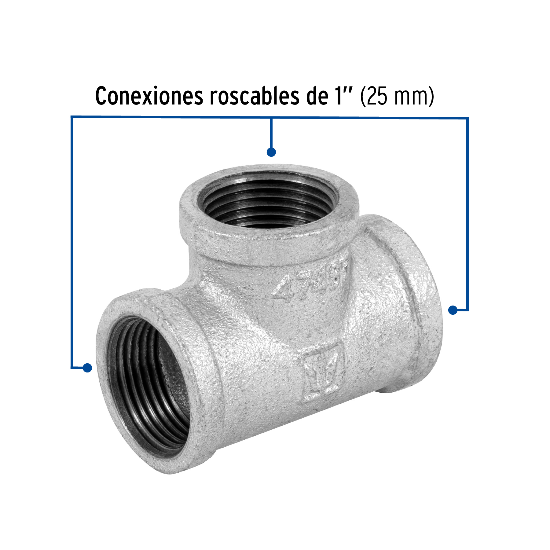 Tee sencilla 1' acero galvanizado, Foset - Imagen 2