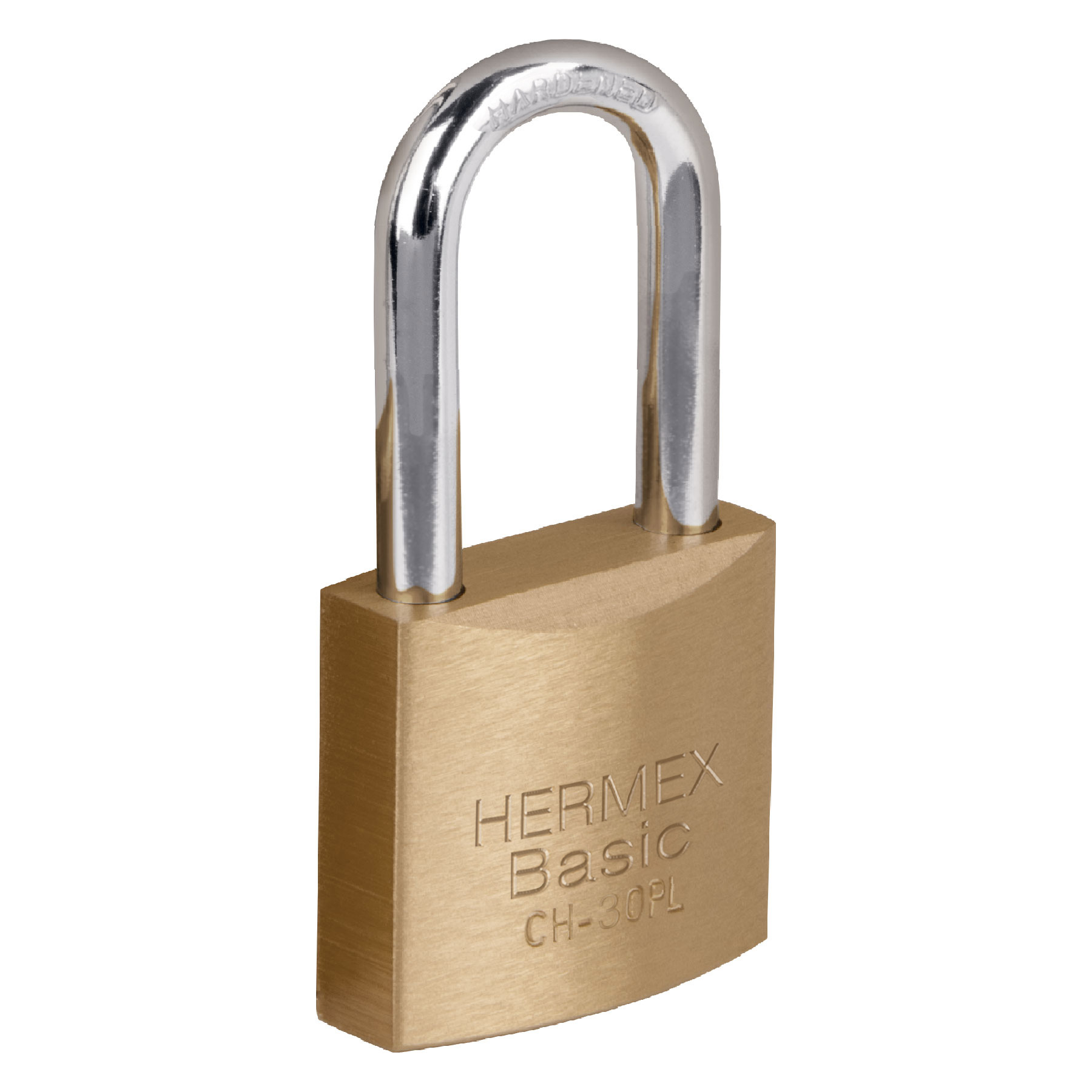 Candado de hierro color latón 30 mm, largo, blíster, BASIC