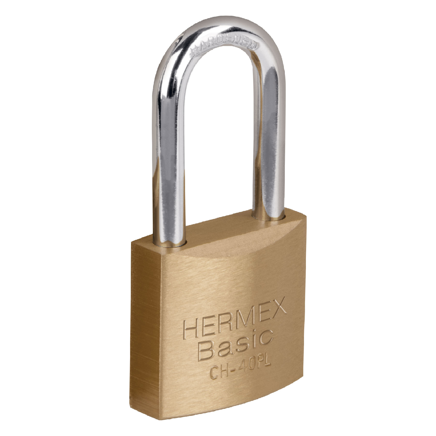 Candado de hierro color latón 40 mm, largo, blíster, BASIC