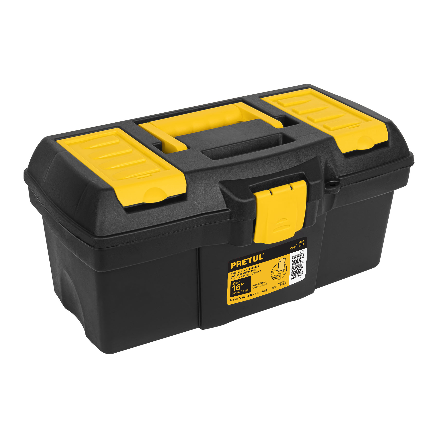 Caja para herramienta de 16' con compartimentos, Pretul