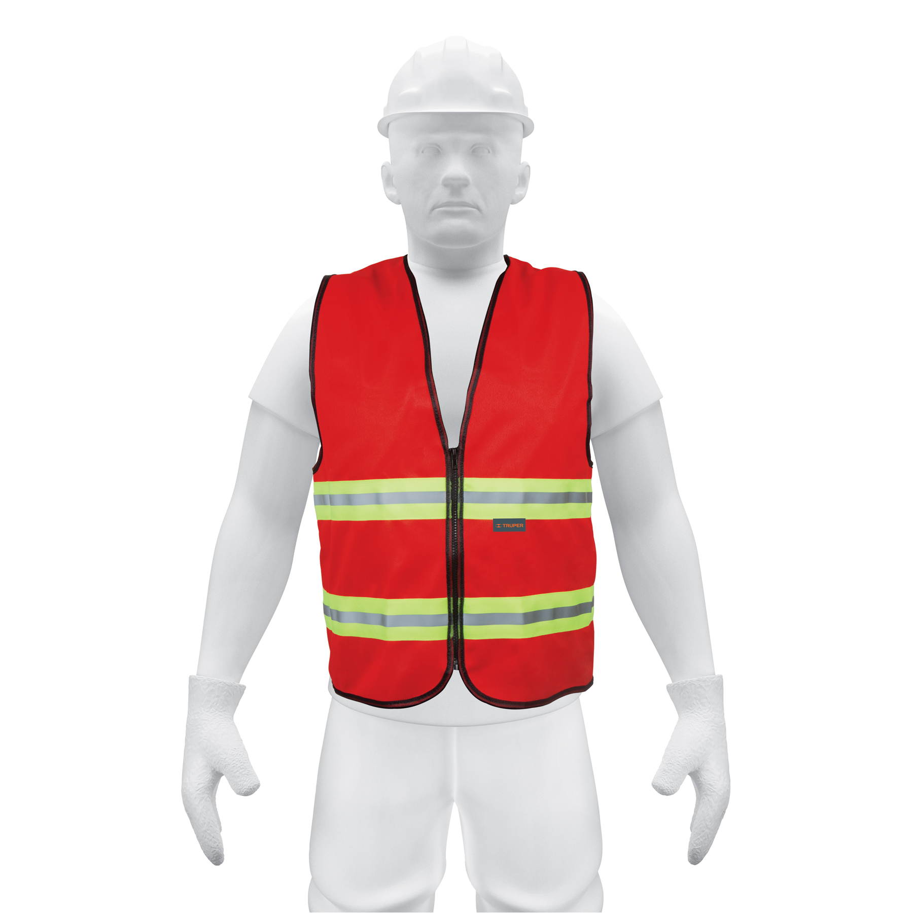 Chaleco de seguridad rojo alta visibilidad con cierre