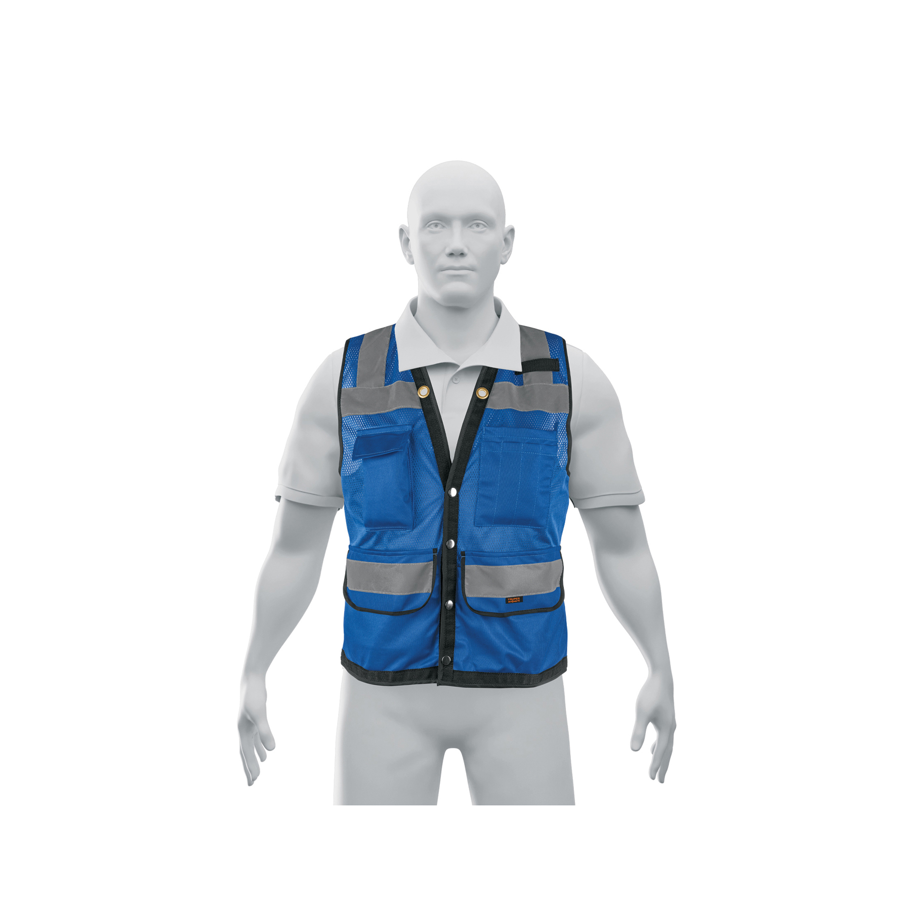 Chaleco seguridad reforzado azul con bolsas, G, EXPERT