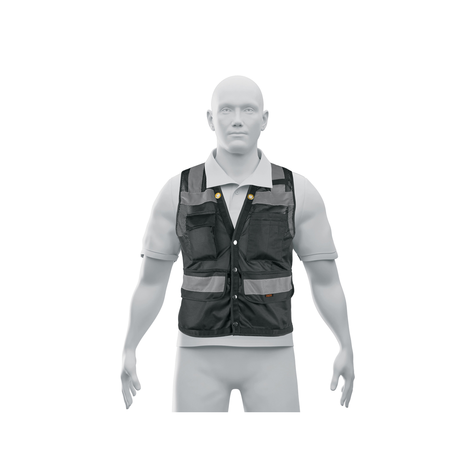 Chaleco seguridad reforzado negro con bolsas, EG, EXPERT