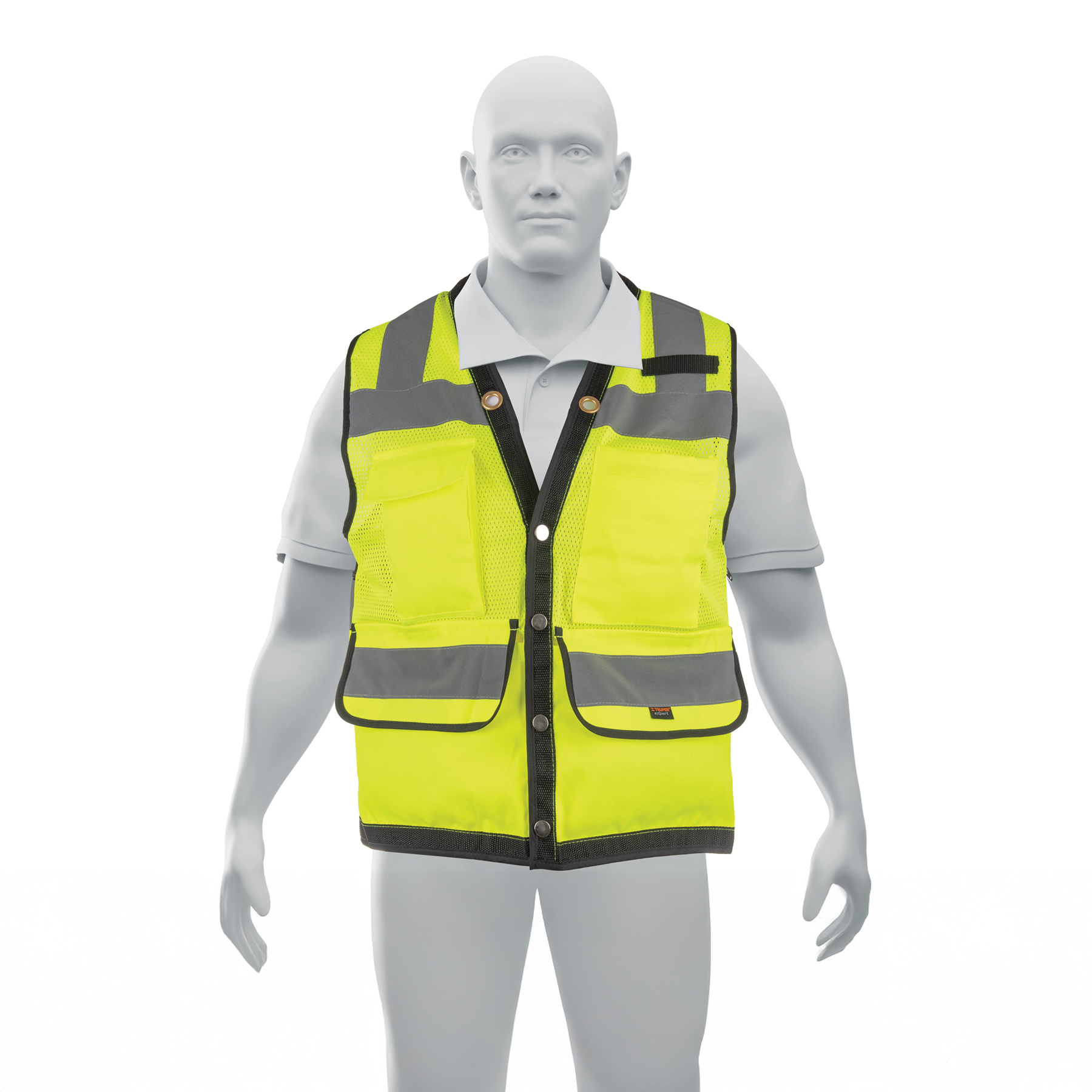 Chaleco seguridad reforzado verde con bolsas, EG, EXPERT