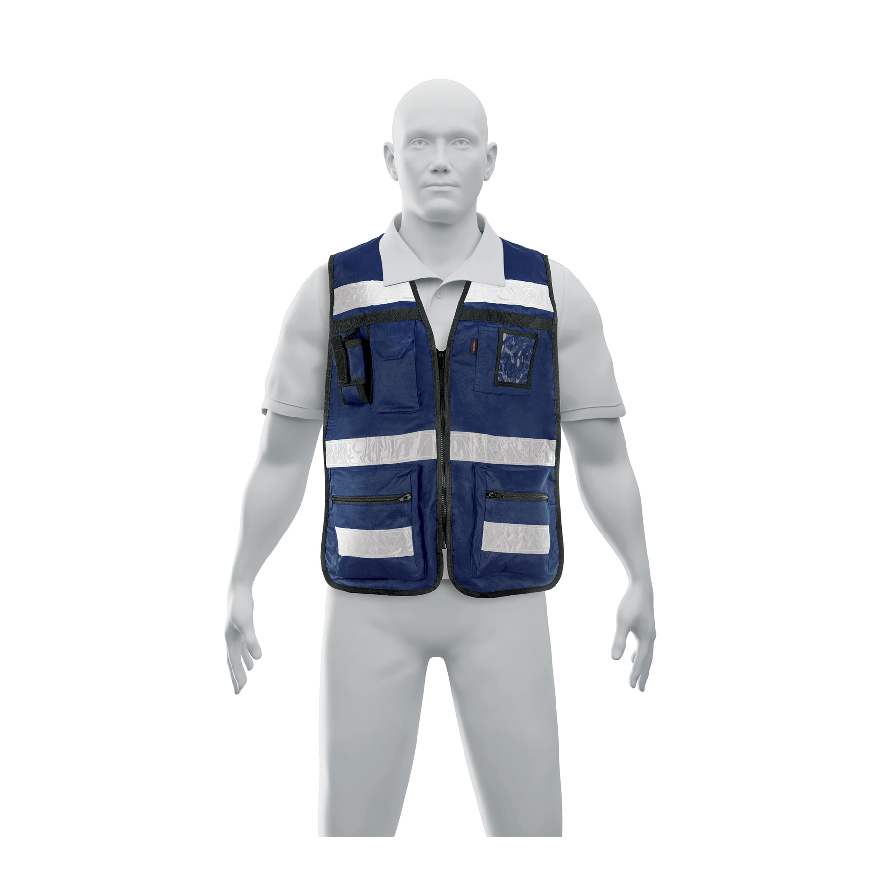 Chaleco brigadista con cintas reflejantes, color azul marino