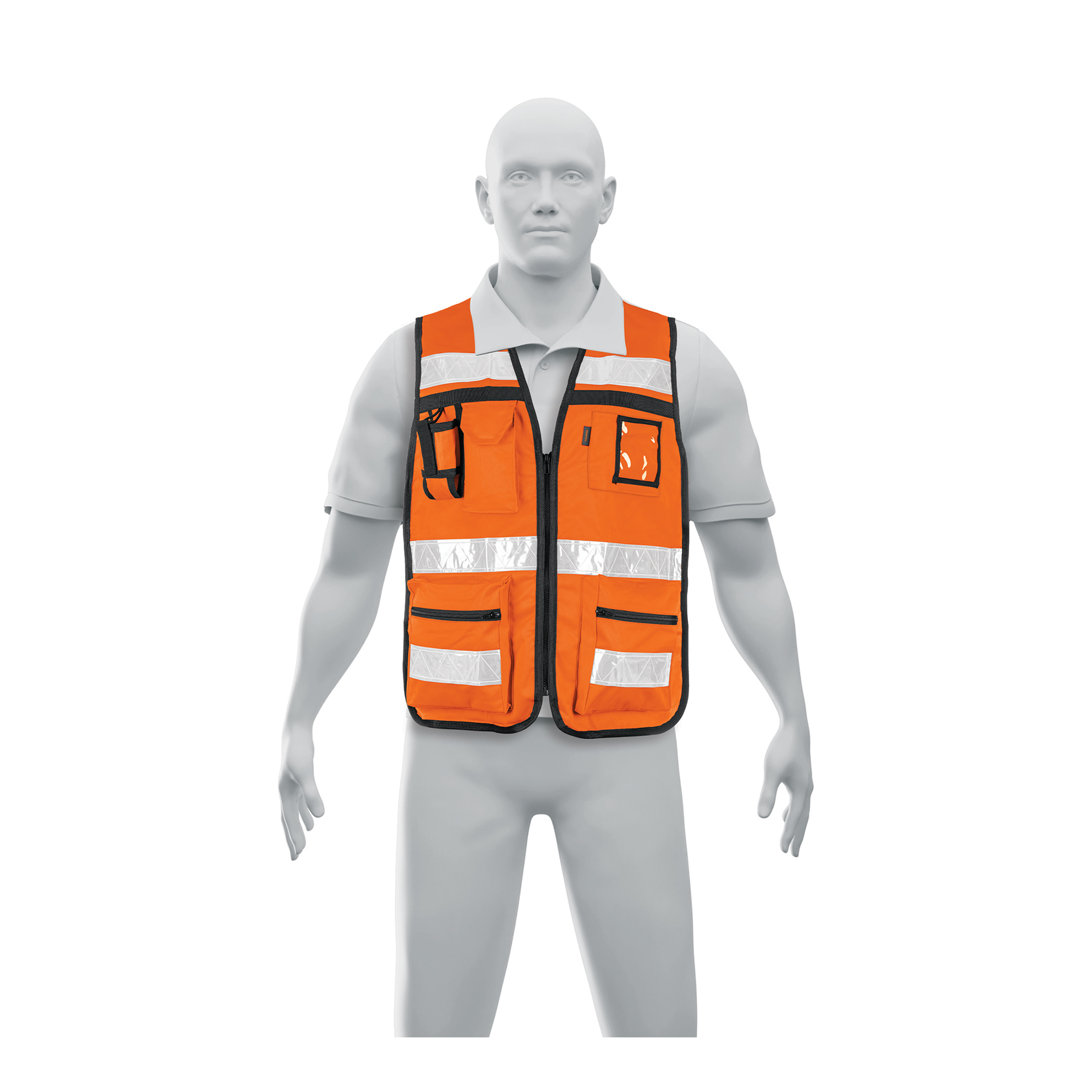 Chaleco brigadista con cintas reflejantes, color naranja