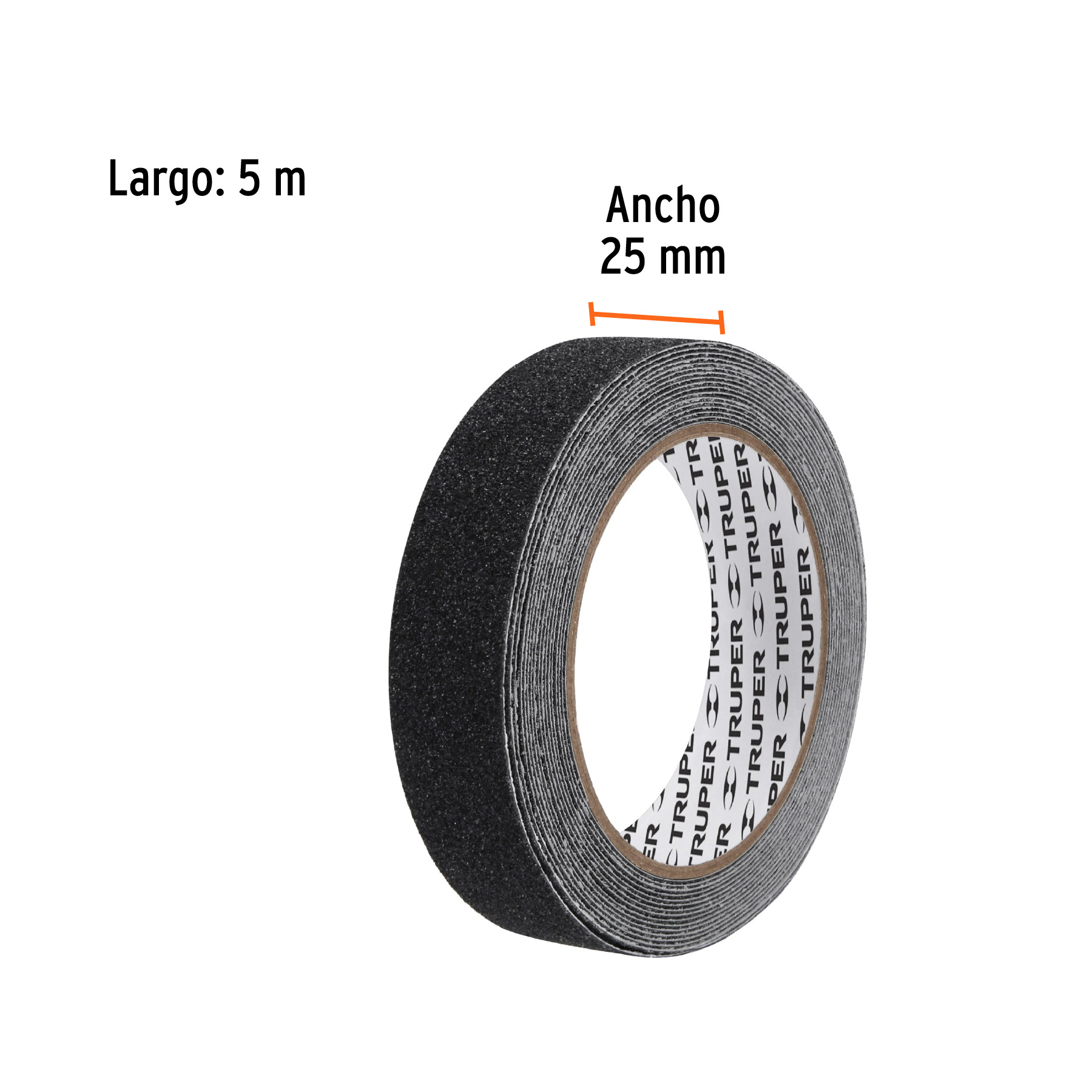 Rollo de 5 m de cinta antiderrapante negra 25mm con abrasivo - Imagen 2