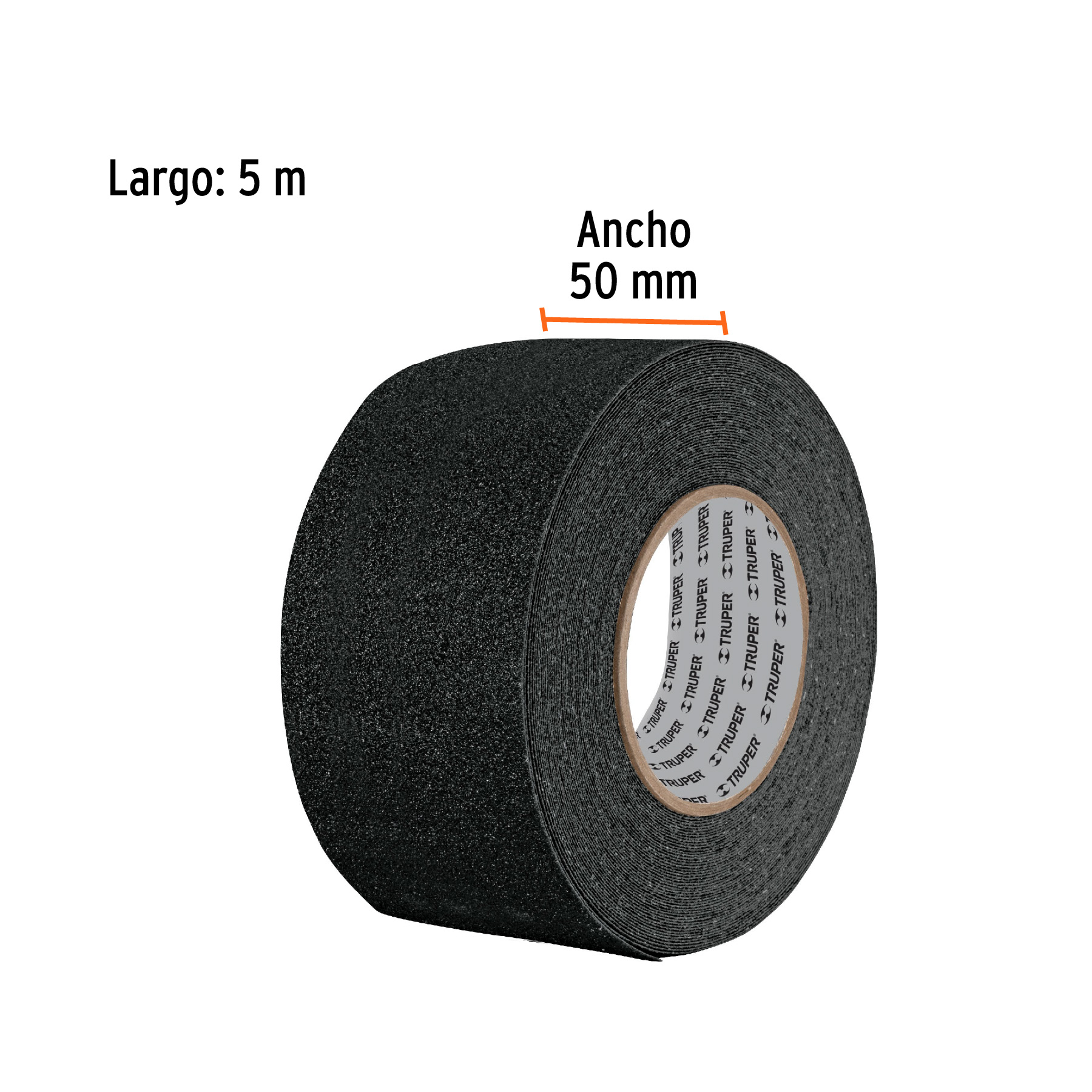 Rollo de 5 m de cinta antiderrapante negra 50mm con abrasivo - Imagen 2