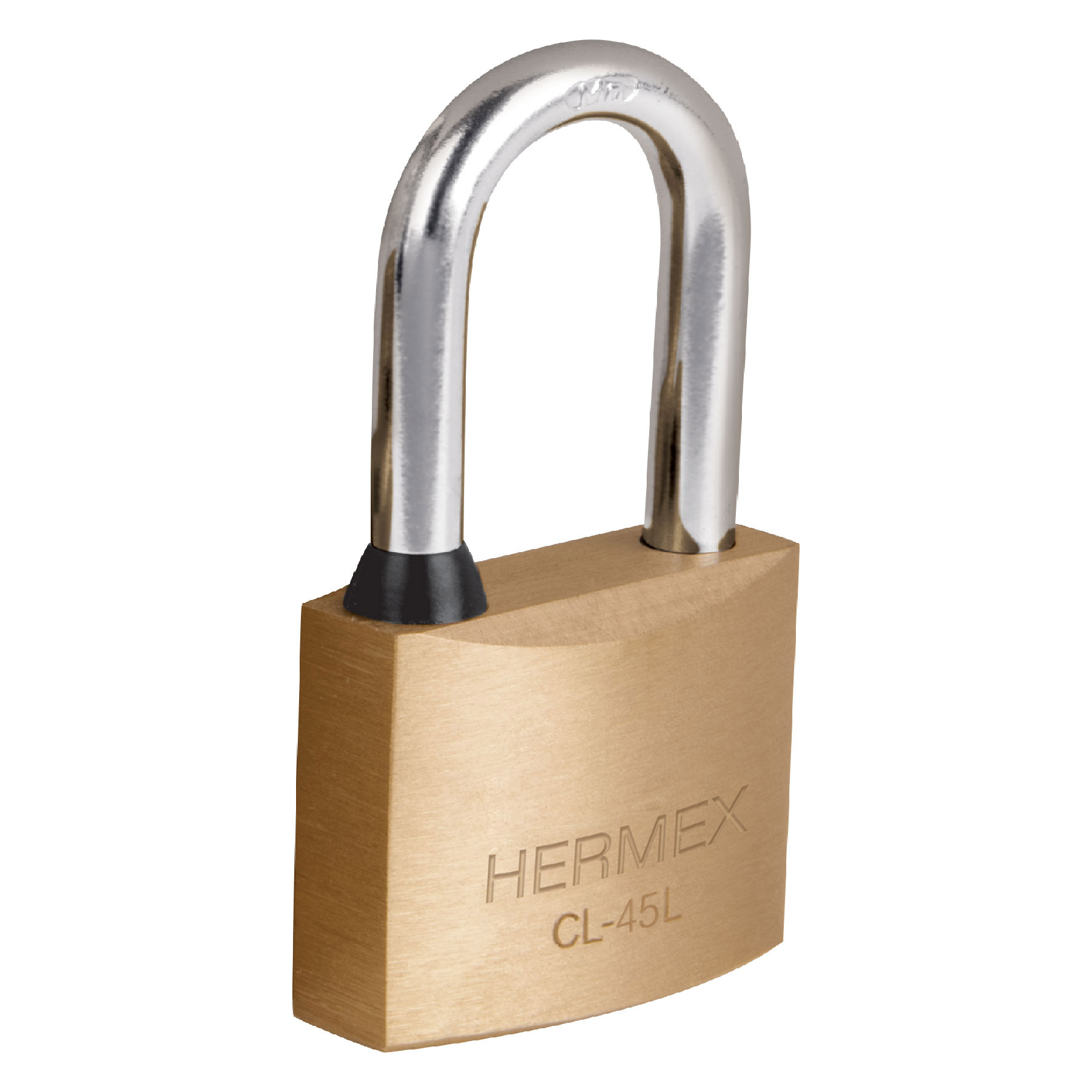 Candado de latón 45 mm gancho largo en blíster, HERMEX