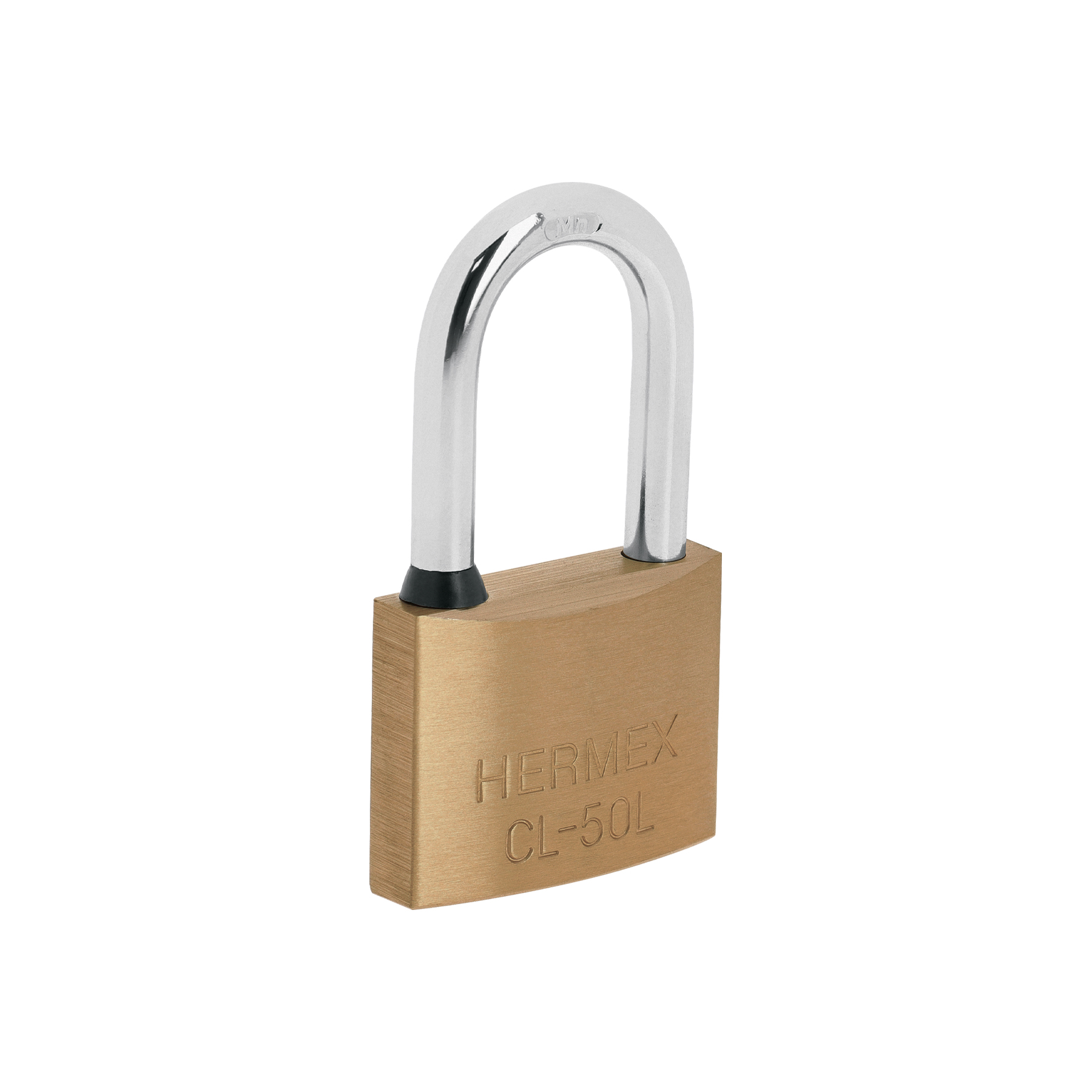 Candado de latón 50 mm gancho largo en blíster, HERMEX
