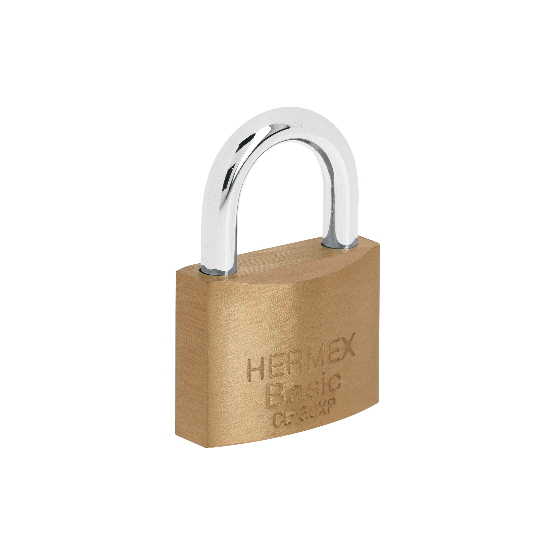 Candado de latón 50 mm llave tetra en blíster, HERMEX BASIC