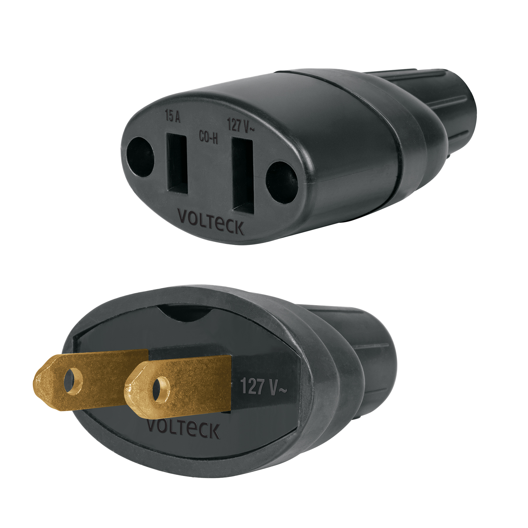 Clavija y contacto de hule, bolsa con 2 pzas, Volteck