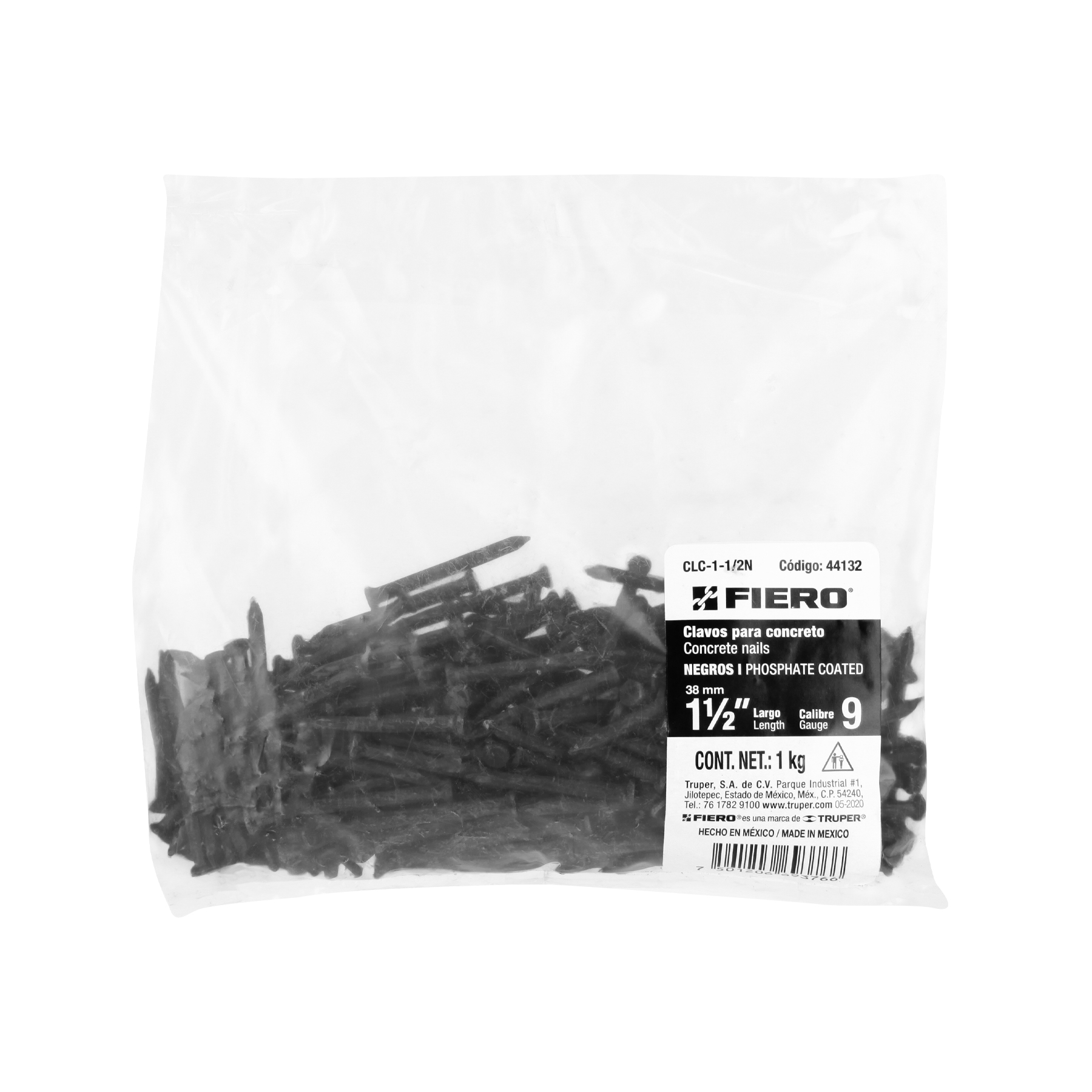 Bolsa con 1 kg de clavos para concreto negros 1-1/2', FIERO - Imagen 3