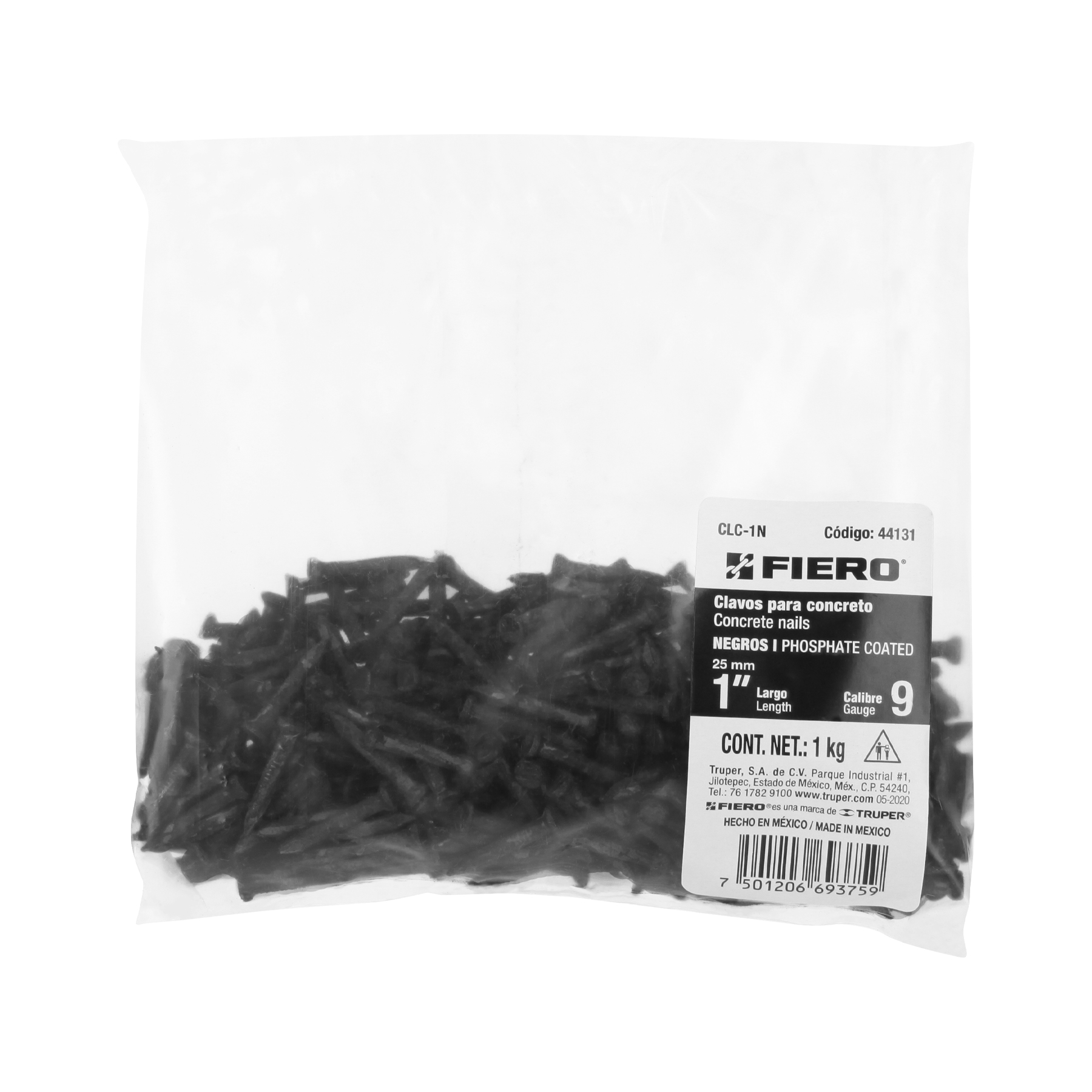 Bolsa con 1 kg de clavos para concreto negros 1', FIERO - Imagen 3