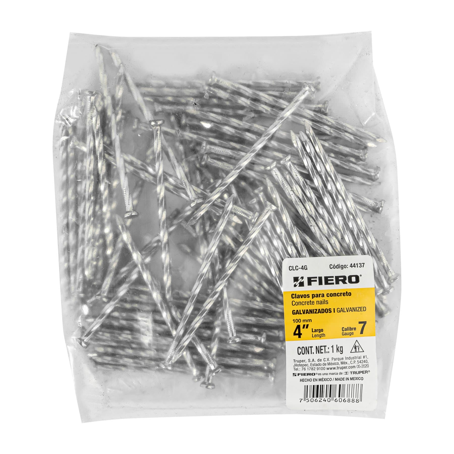 Bolsa con 1 kg de clavos para concreto galvanizados 4' - Imagen 3
