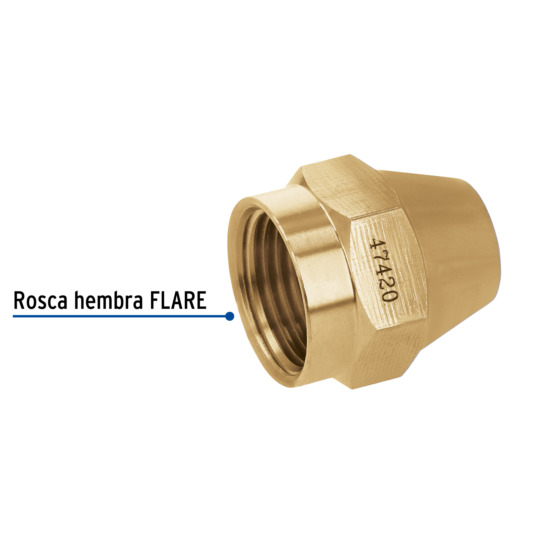 Tuerca cónica de latón 1/2', Foset - Imagen 2