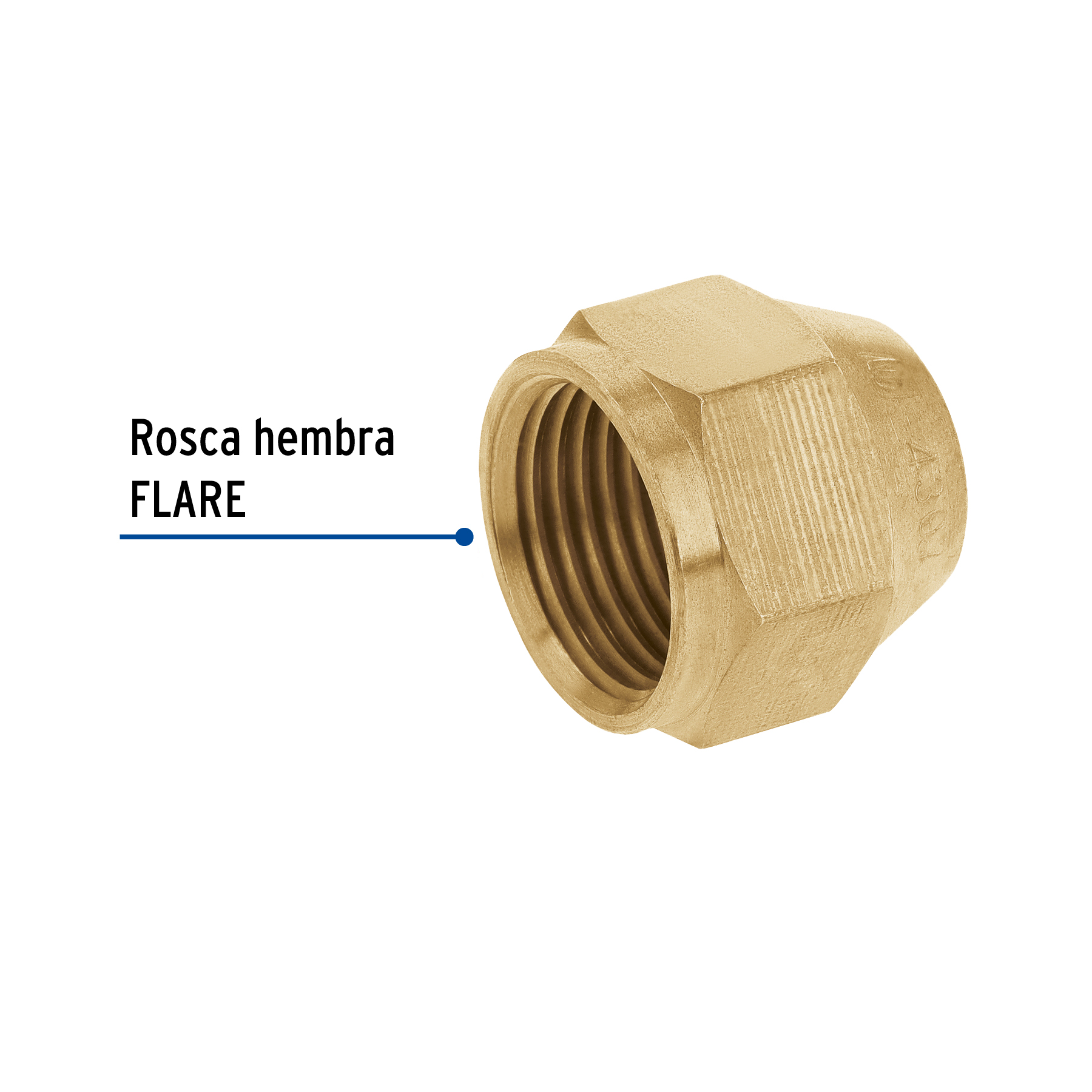 Tuerca cónica reducida de latón 1/2' x 3/8', Foset - Imagen 2