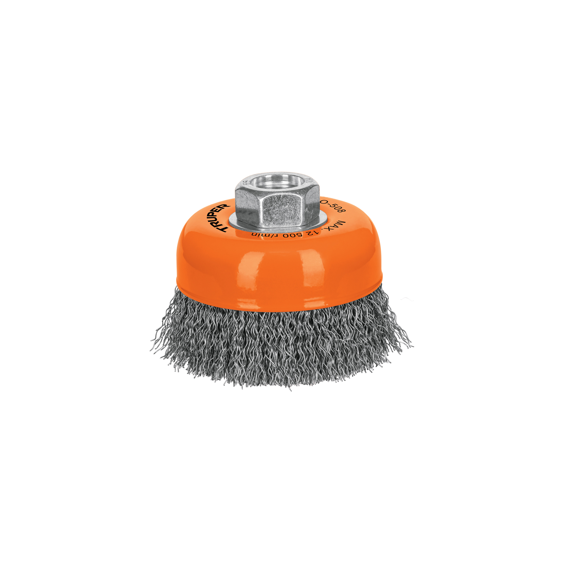 Carda copa 3' alambre ondulado fino, eje 5/8'-11, Truper