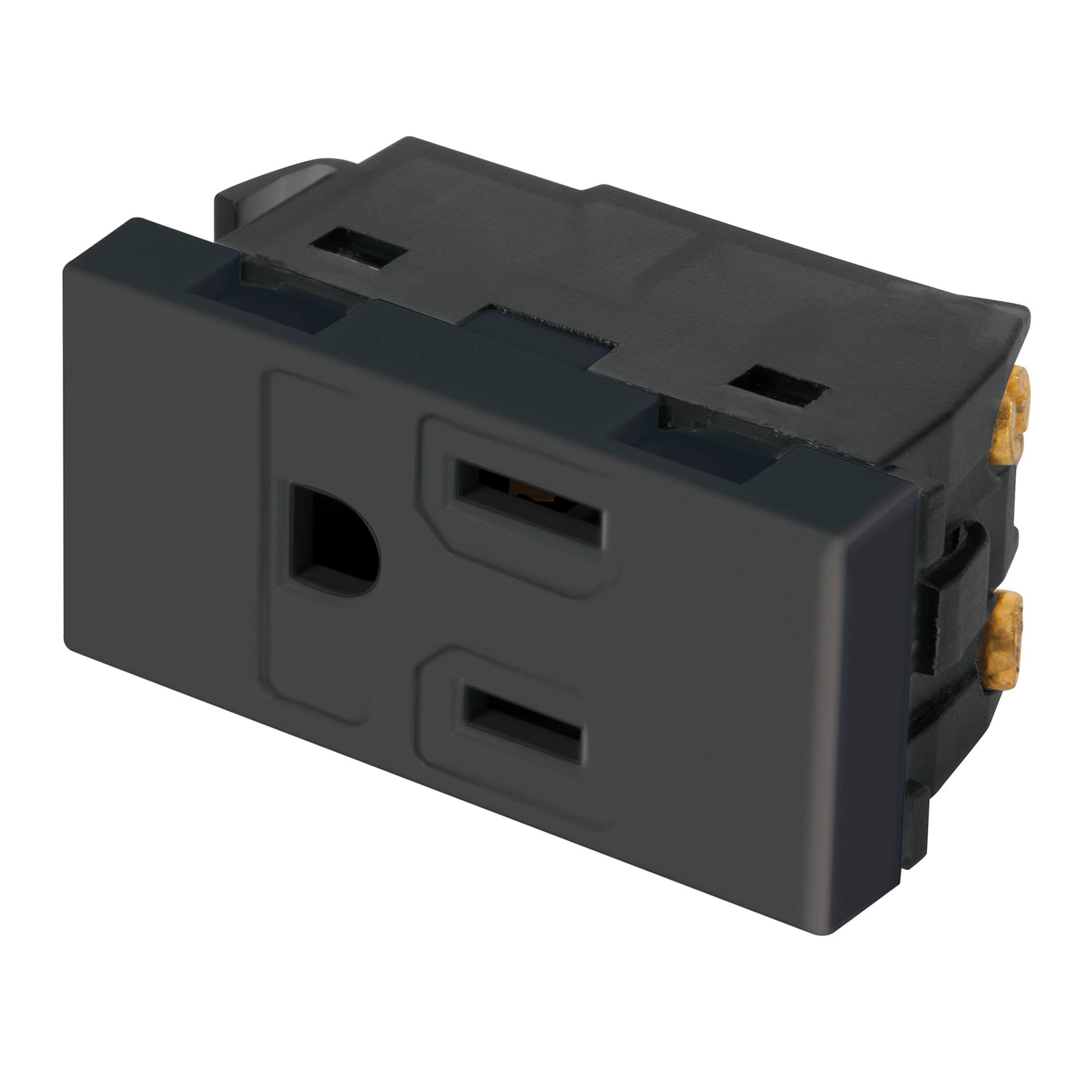 Contacto aterrizado, 1 módulo, línea Española, color negro