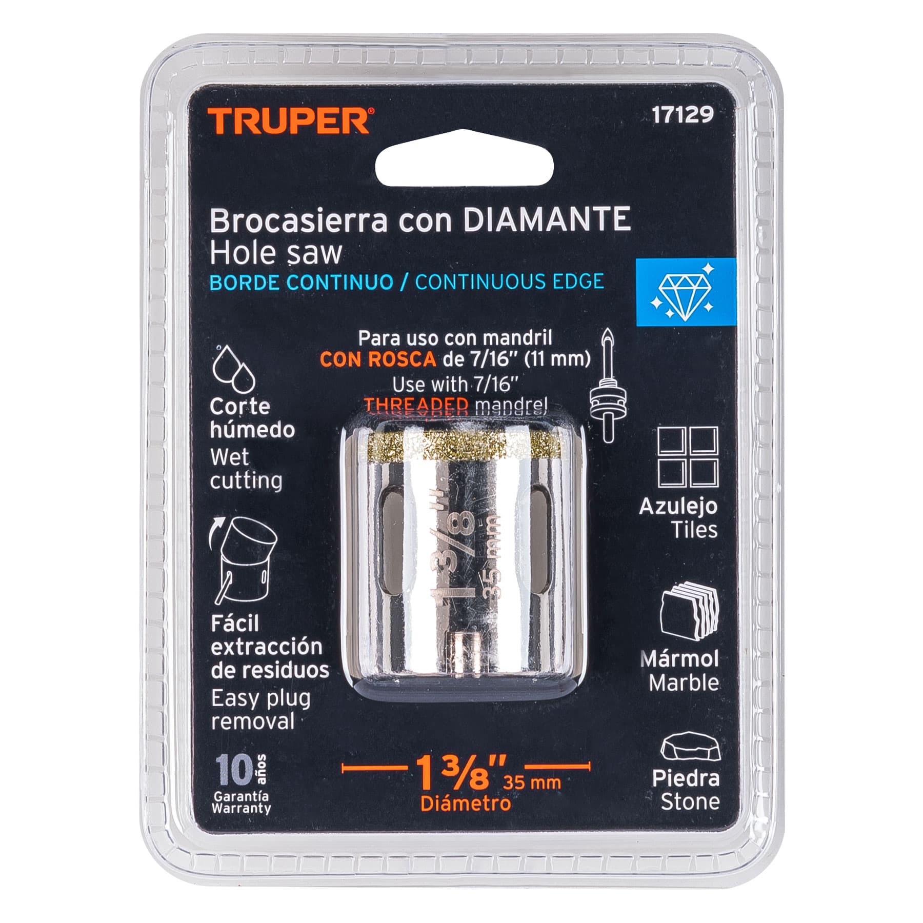 Brocasierra diamante 1-3/8' borde continuo, Truper - Imagen 4