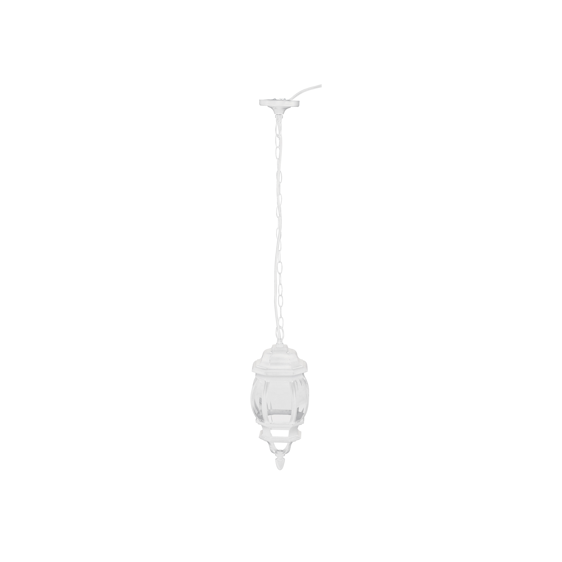 Arbotante tipo farol tradicional colgante p/exterior, blanco