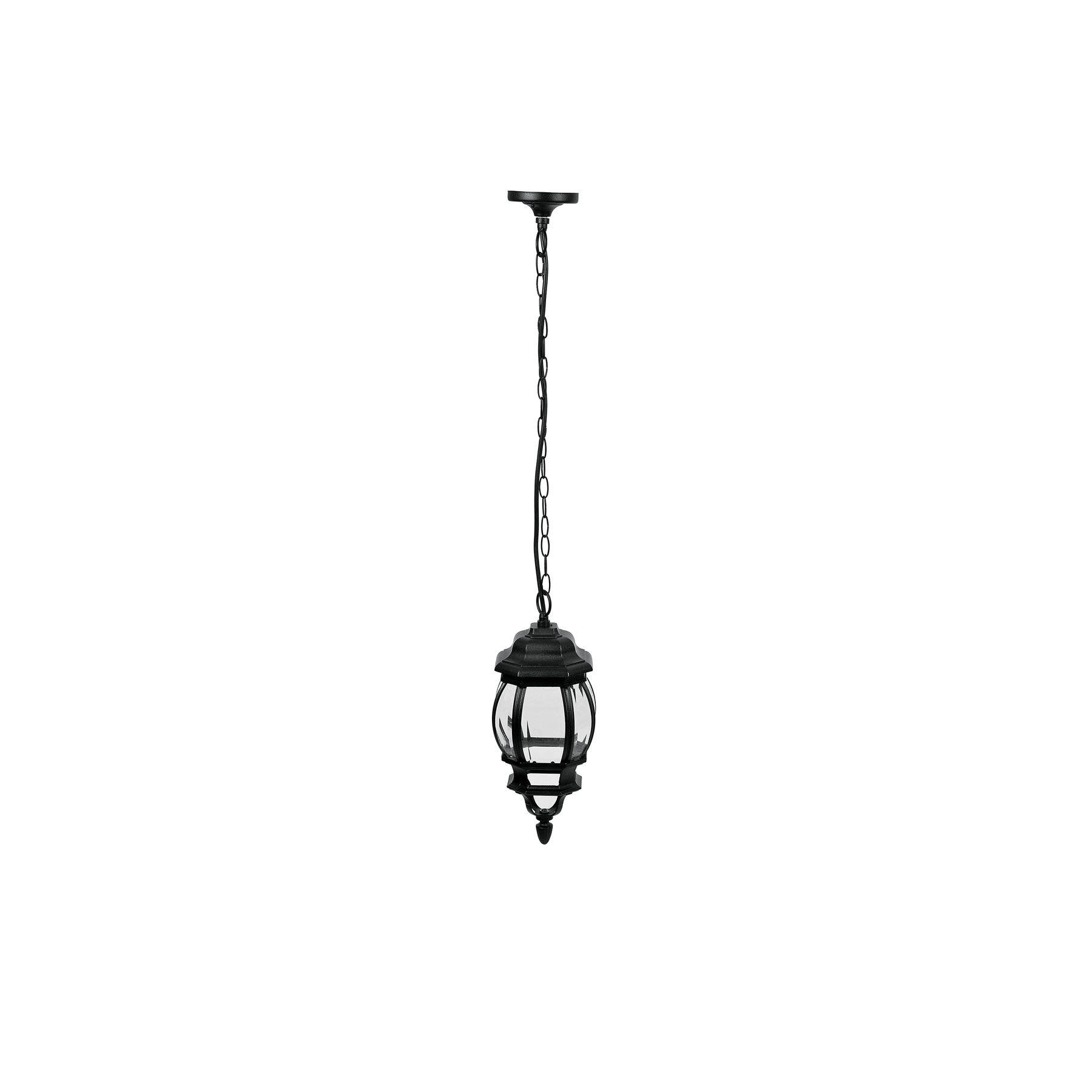 Arbotante tipo farol tradicional colgante p/exterior, negro